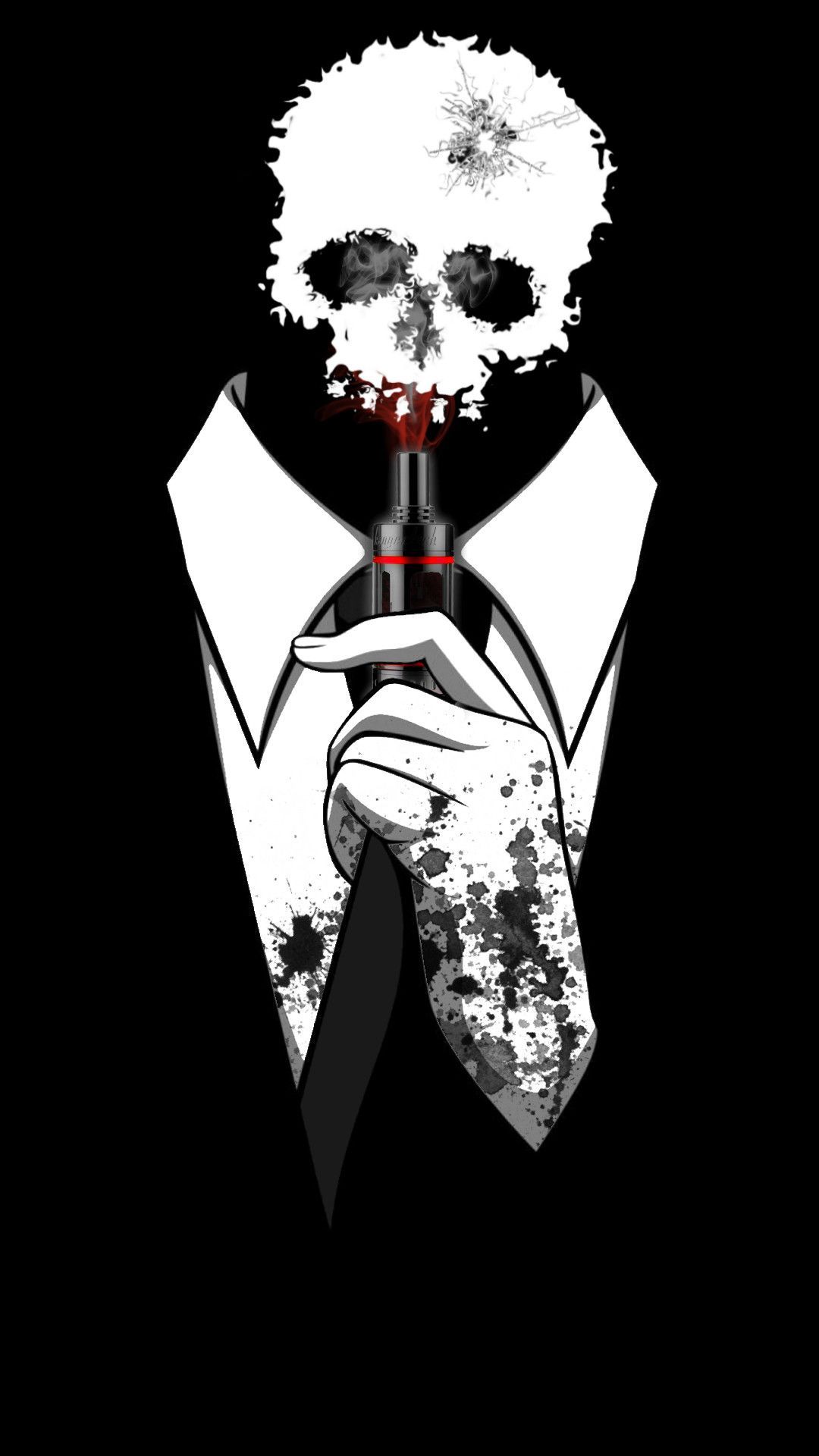 Teschio in giacca con vape, 1080x1920 Verticale, Telefono