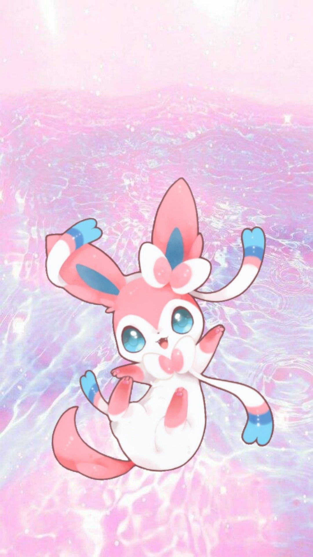 Sylveon Pokémon rosa, evoluzione Eevee, 1080x1920 Full HD Verticale, Smartphone