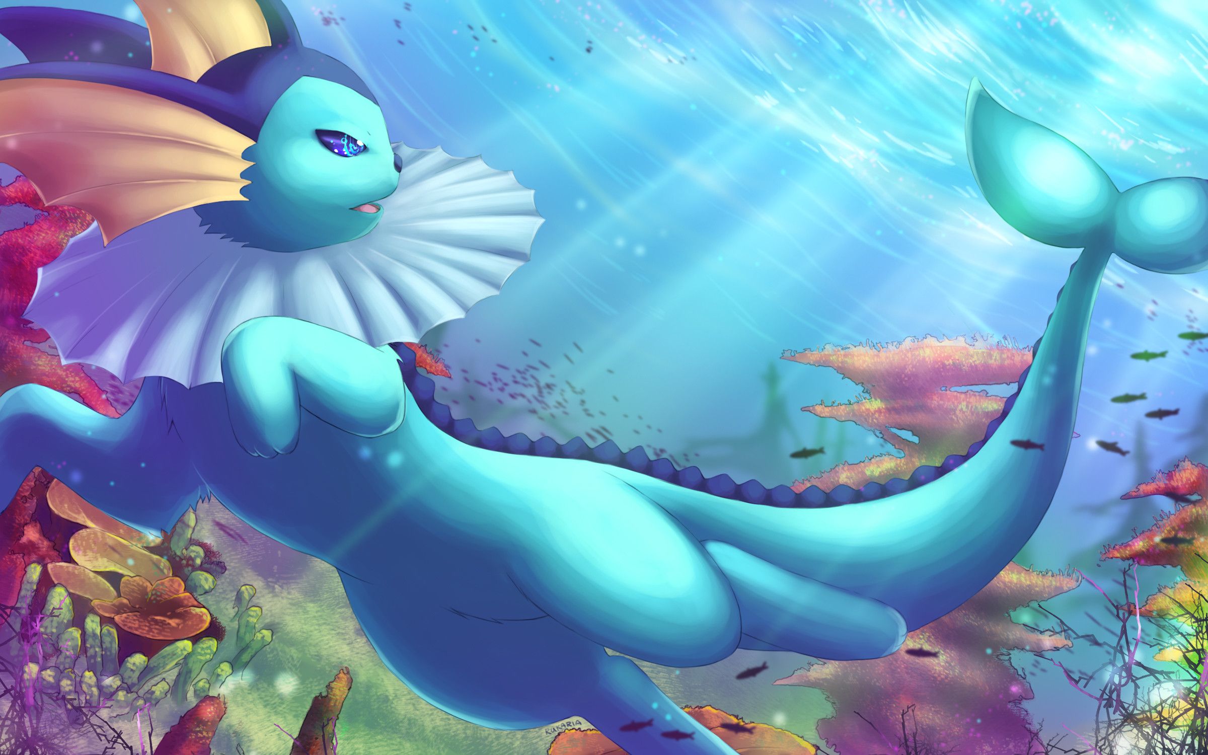 Vaporeon Pokémon sfondo blu, 1920x1080 Full HD 1080p, Desktop