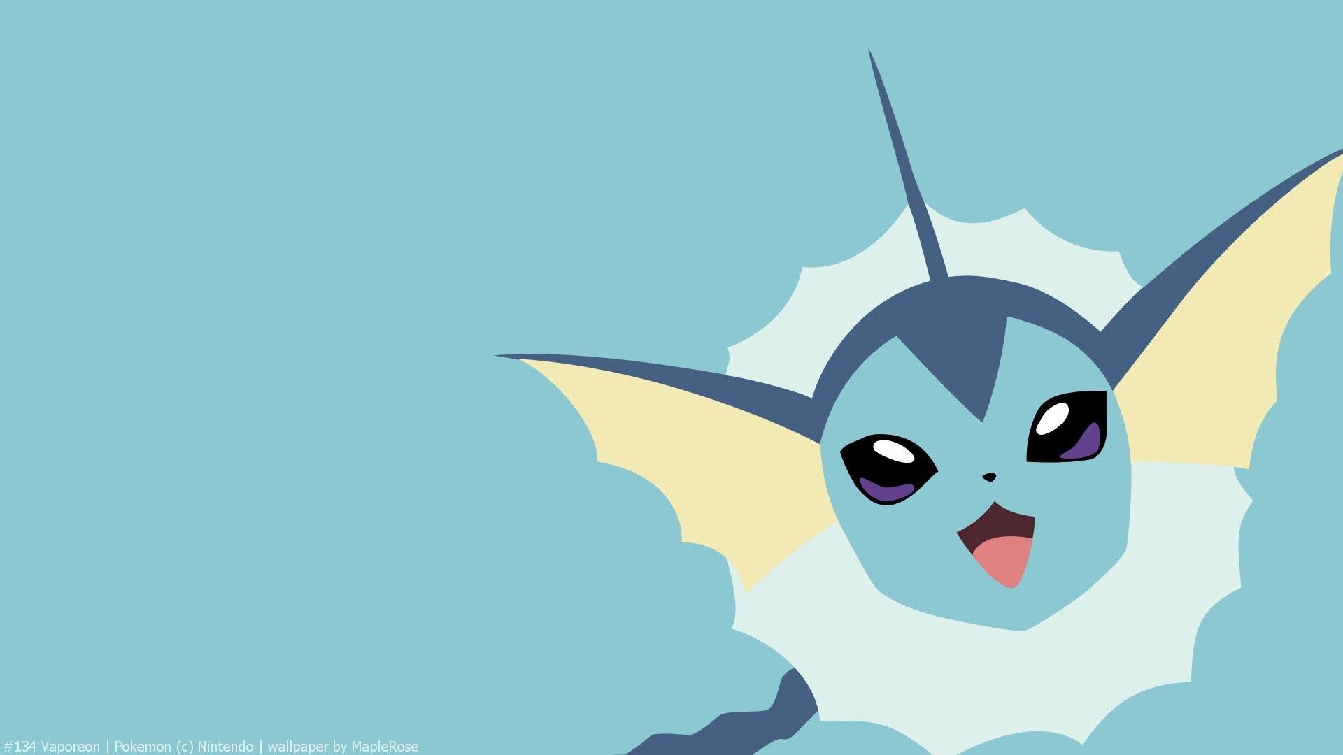 Vaporeon Pokémon minimalista, 1920x1080 Full HD, PC