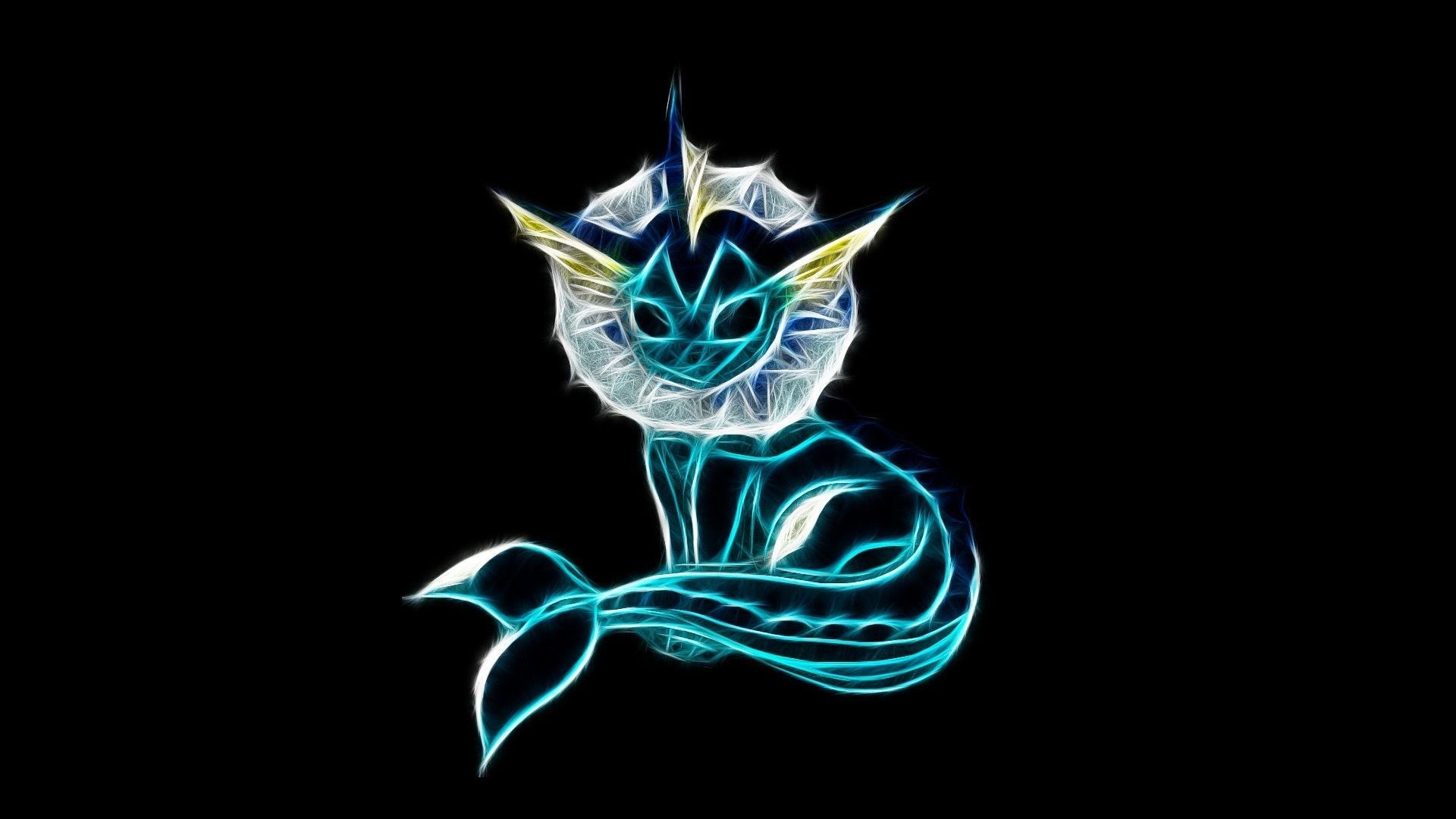 Vaporeon fractal blu sfondo nero, 1920x1080 1080p, Desktop
