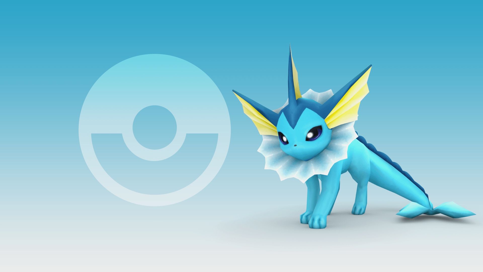 Vaporeon luminoso, sfondo blu, 2560x1080 Panoramico, Dual Screen