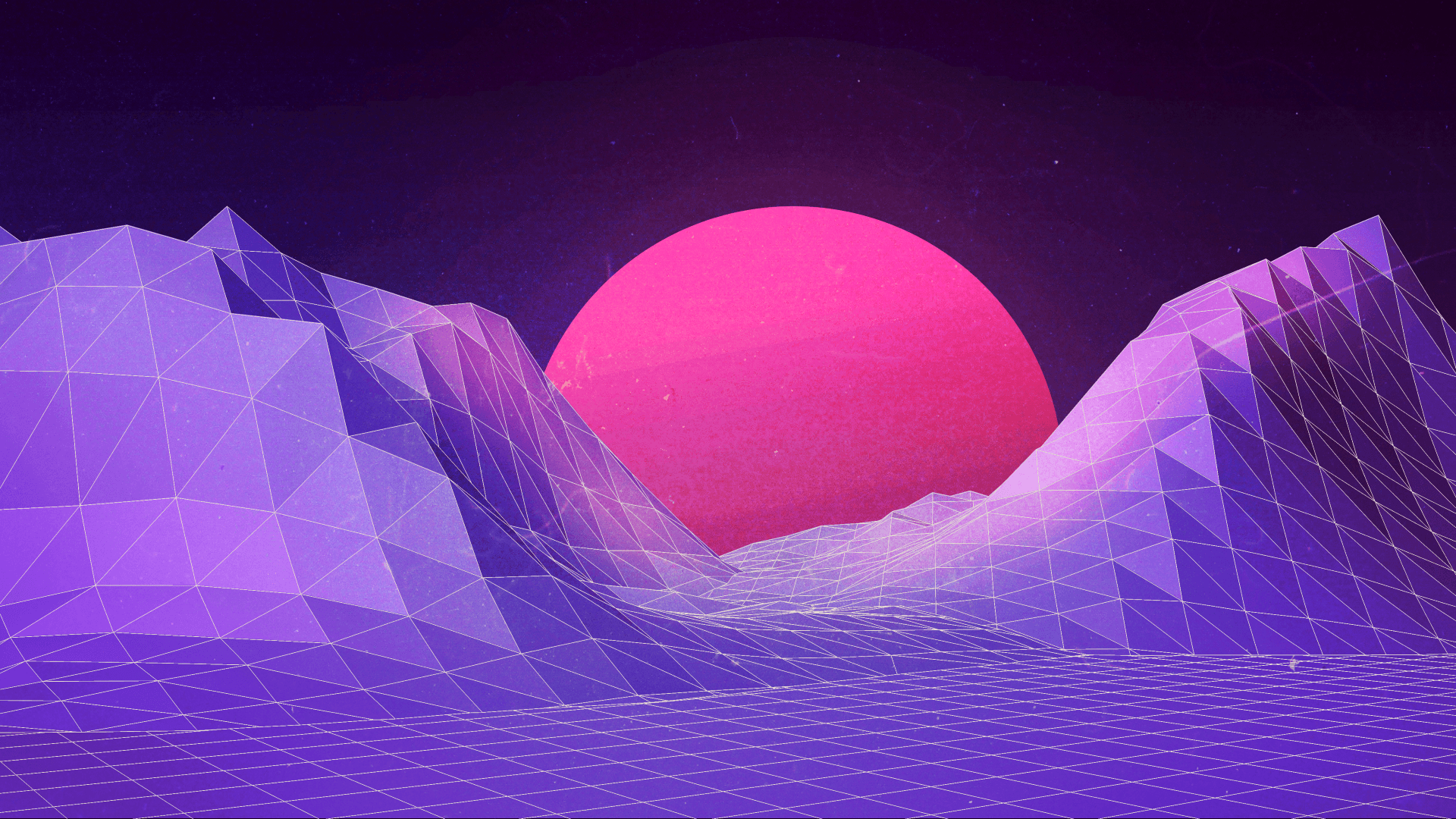 Montagne wireframe sole rosa, 1920x1080 Full HD, Desktop