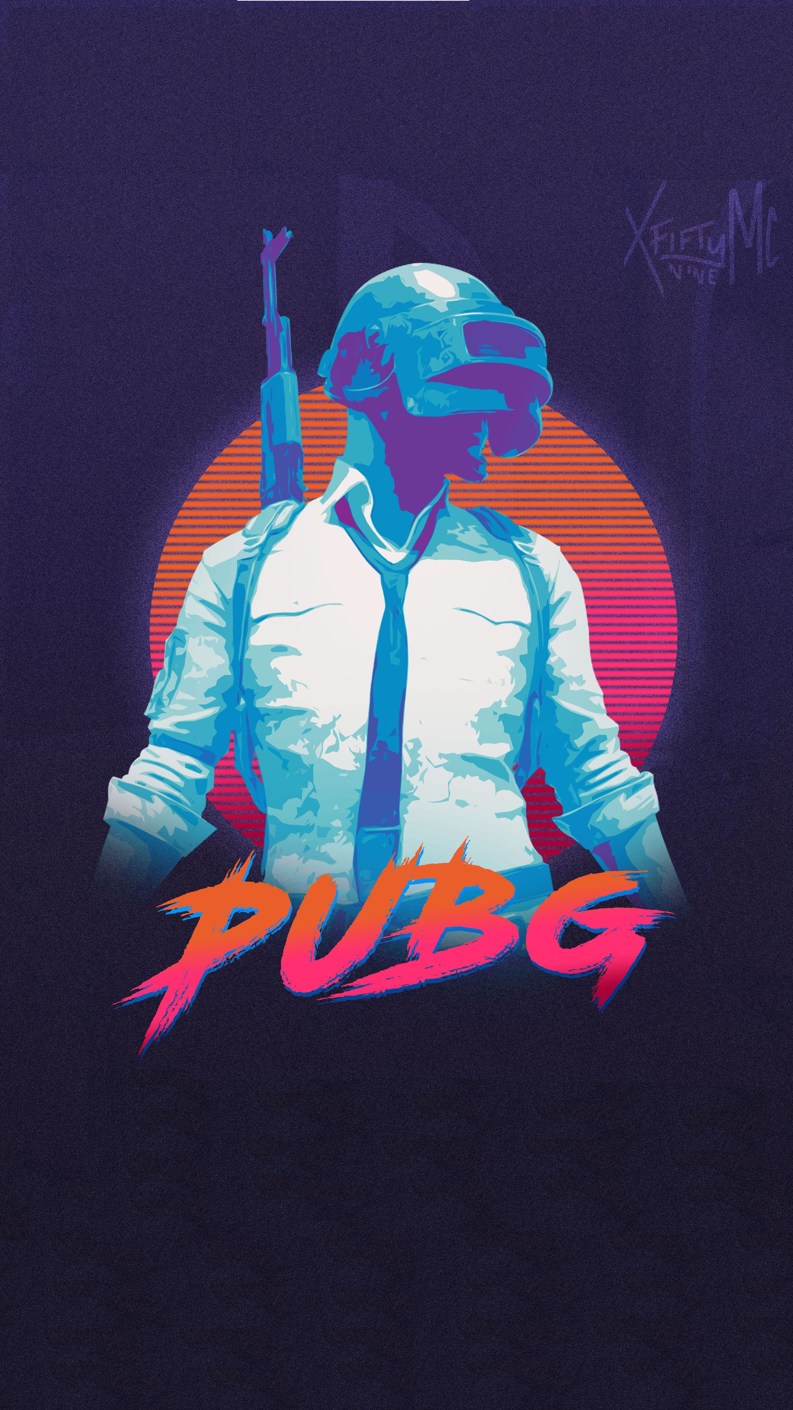 PUBG personaggio stile retrò, battle royale, 3300x5867 Full HD Verticale, iPhone