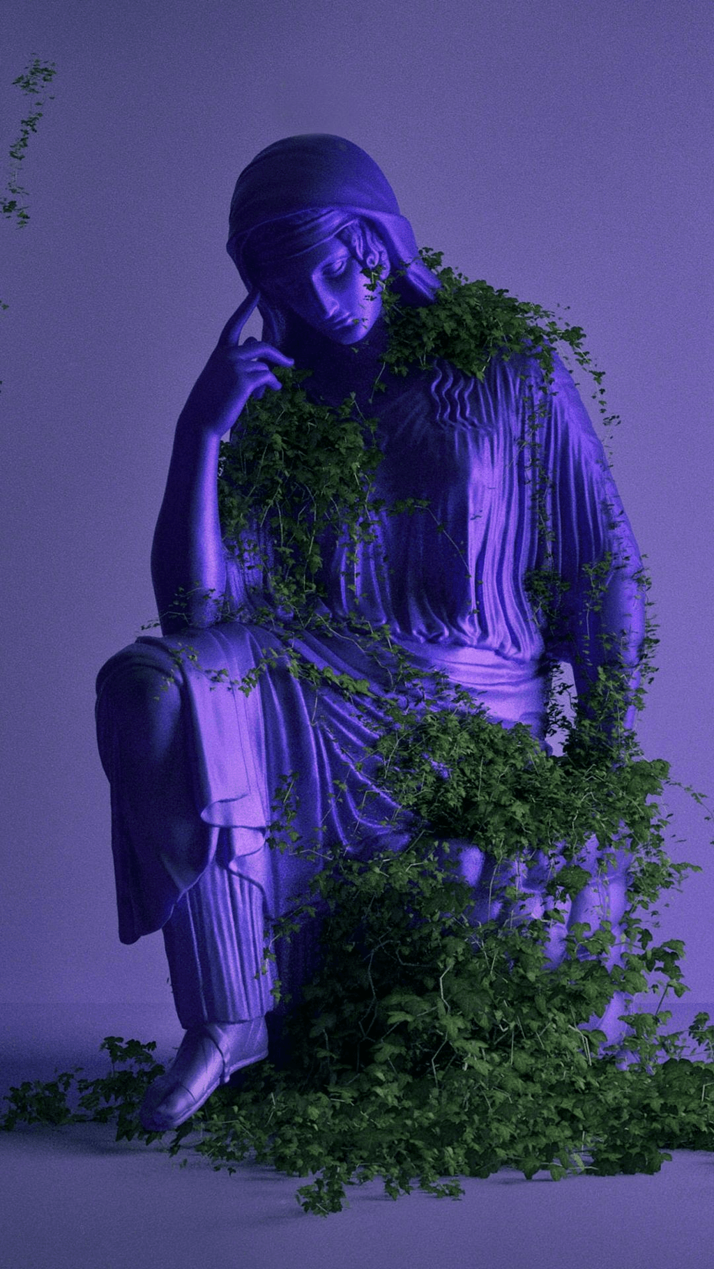 Statua greca viola con edera, 1024x1820 Verticale, Telefono