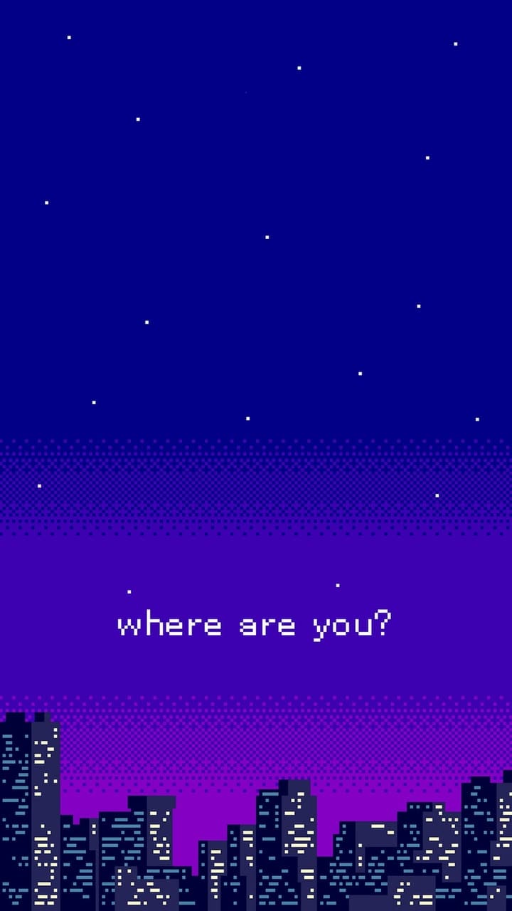 Cielo pixel art notturno città, 720x1280 Full HD Verticale, iPhone