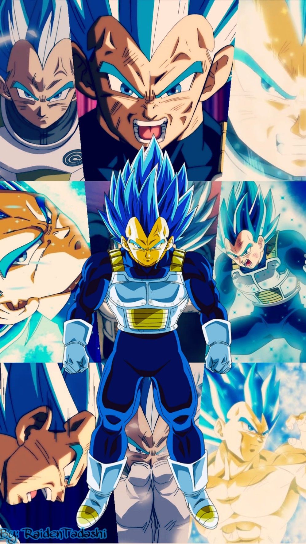 Vegeta Super Saiyan Blue collage, 997x1773 Verticale, Mobile