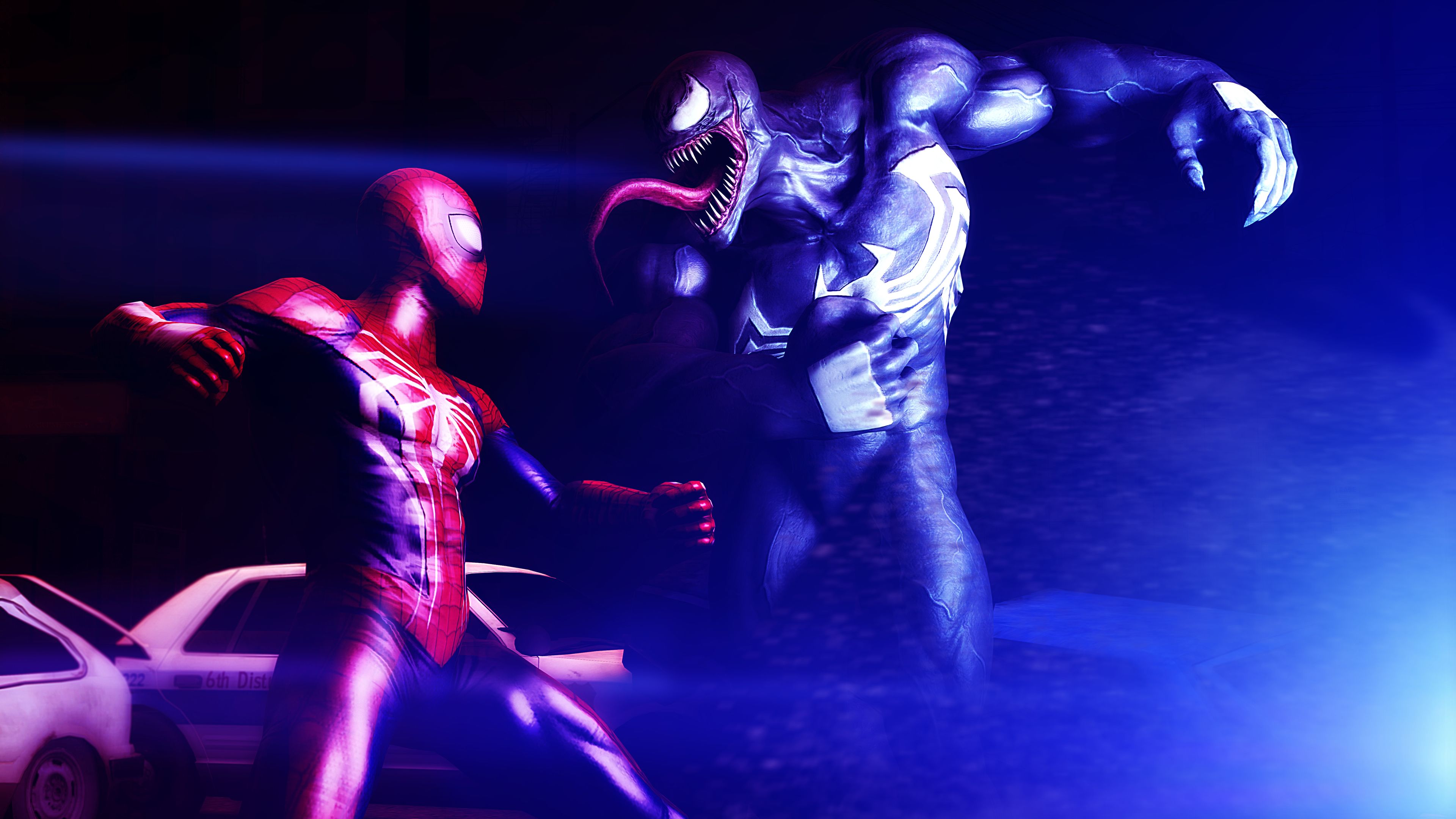 Venom contro Spider-Man notte, 3840x2160 Ultra HD, PC