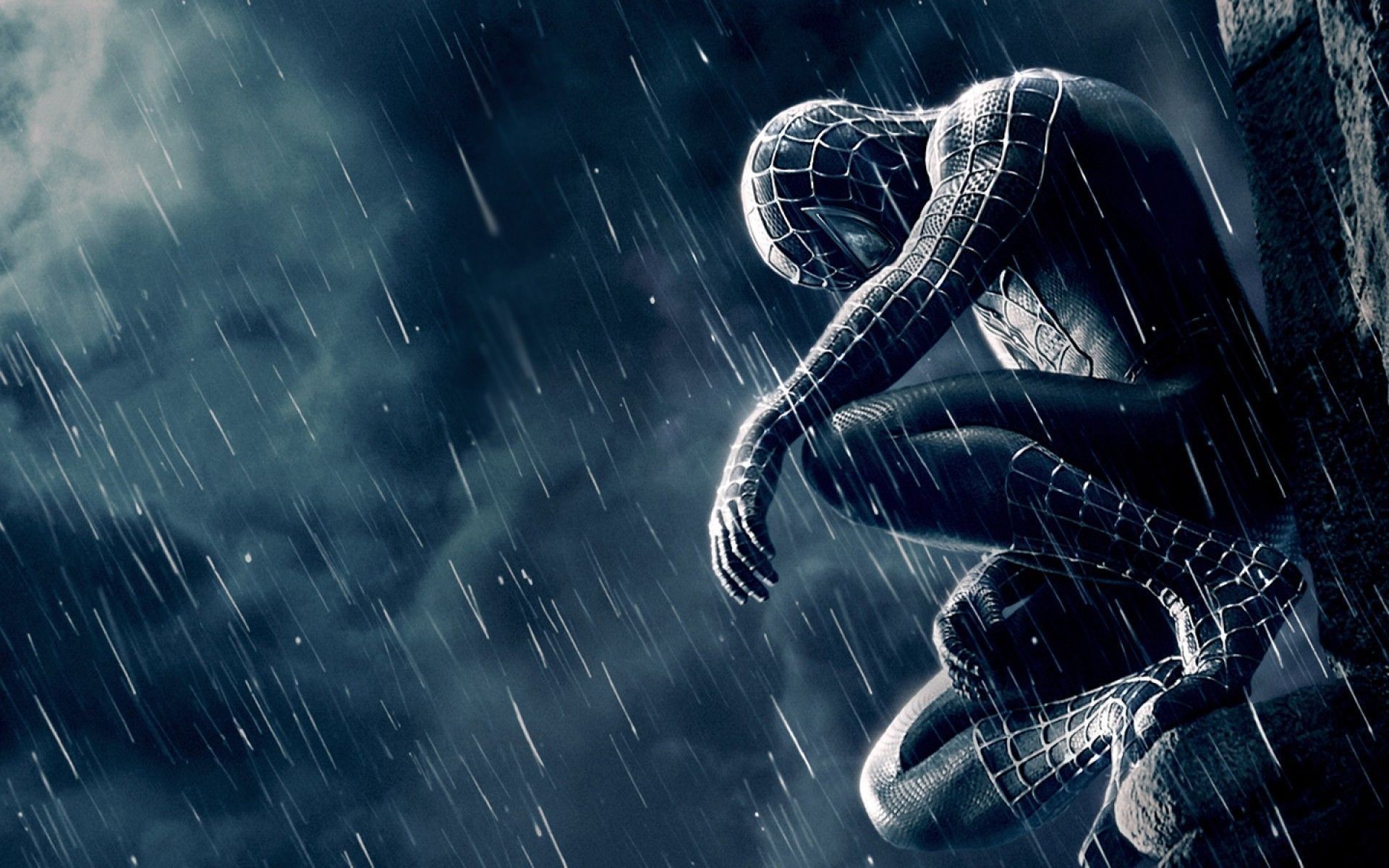 Spider-Man accovacciato sotto pioggia, 1920x1200 Full HD+, PC