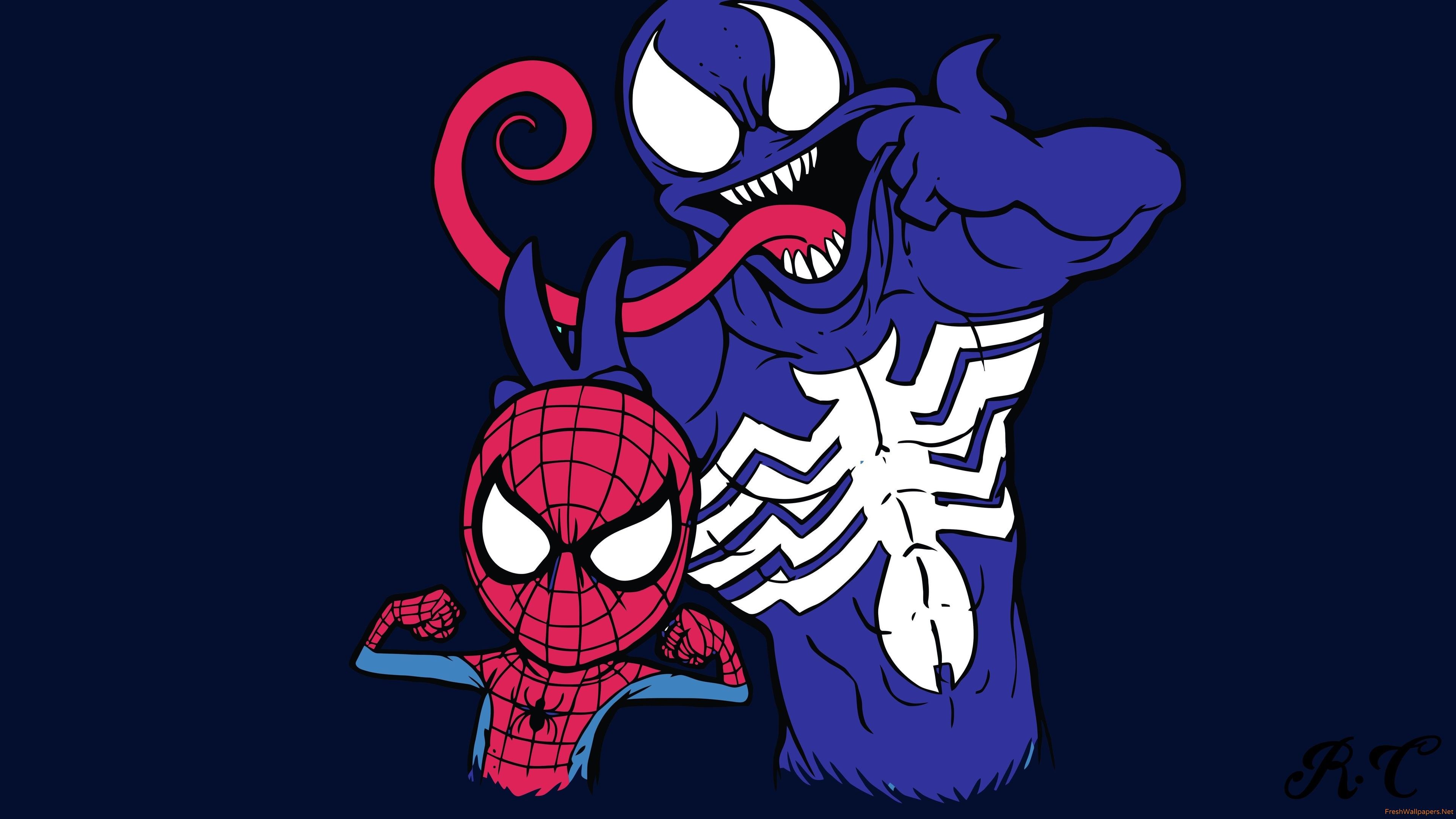 Venom e Spider-Man cartoon, 3840x2160 4K, PC Desktop