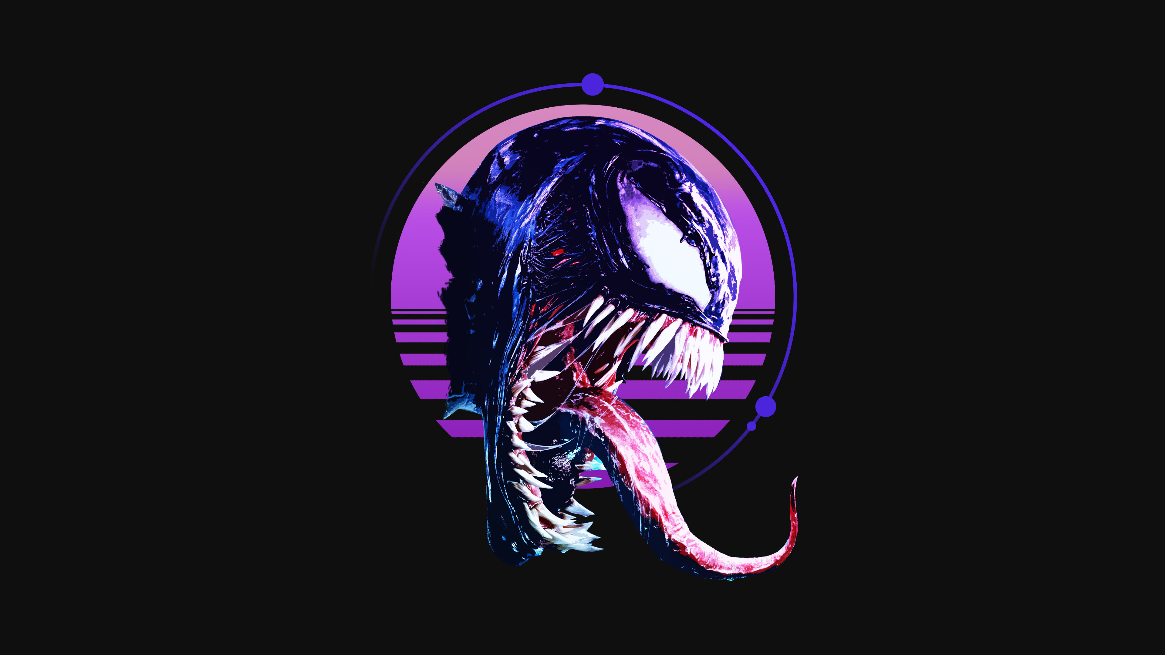 Venom minimalista sfondo nero, Marvel, 3840x2160 4K Ultra HD, Monitor 4K