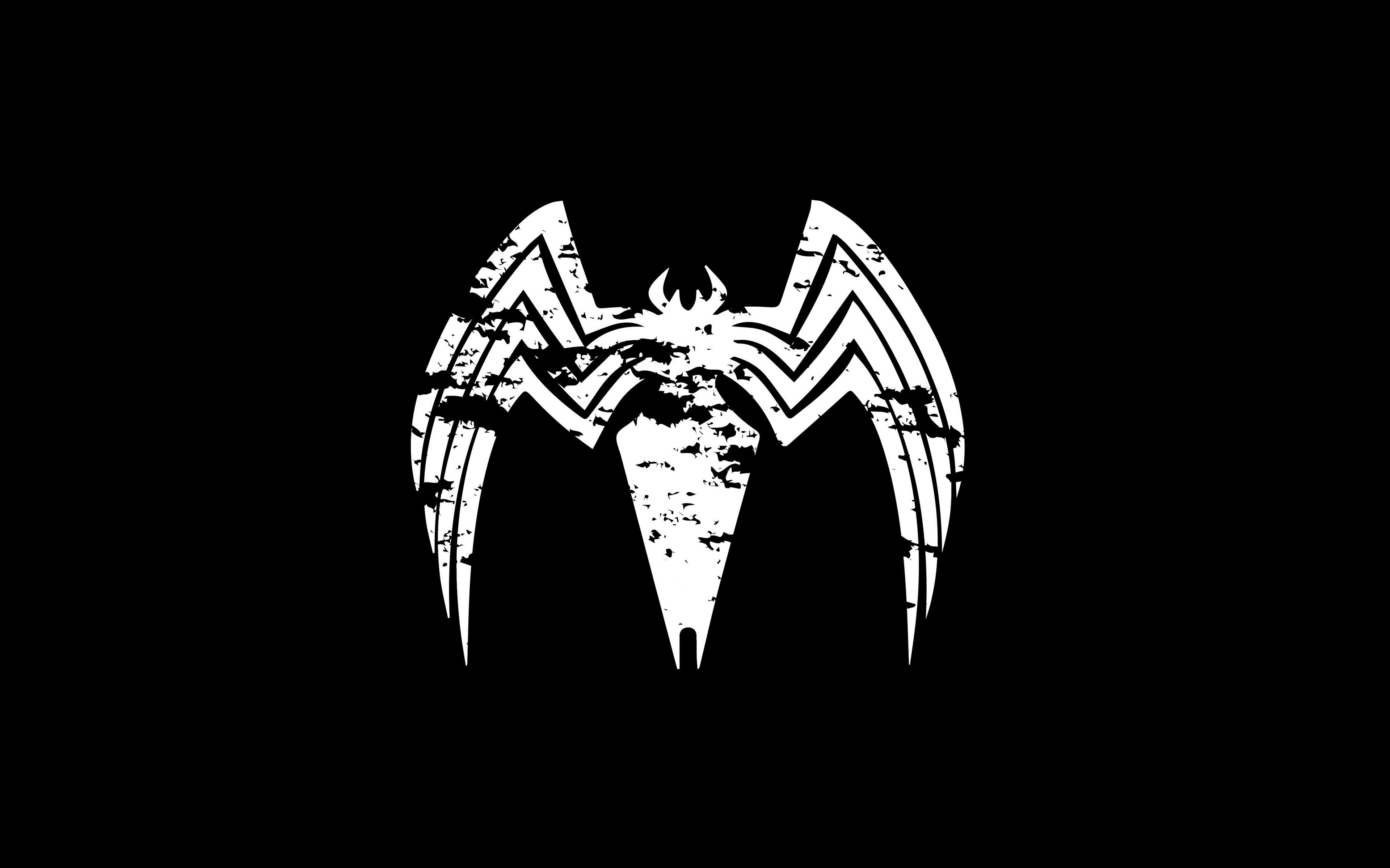 Logo Venom minimalista bianco nero, 3840x2400 UHD, PC 4K