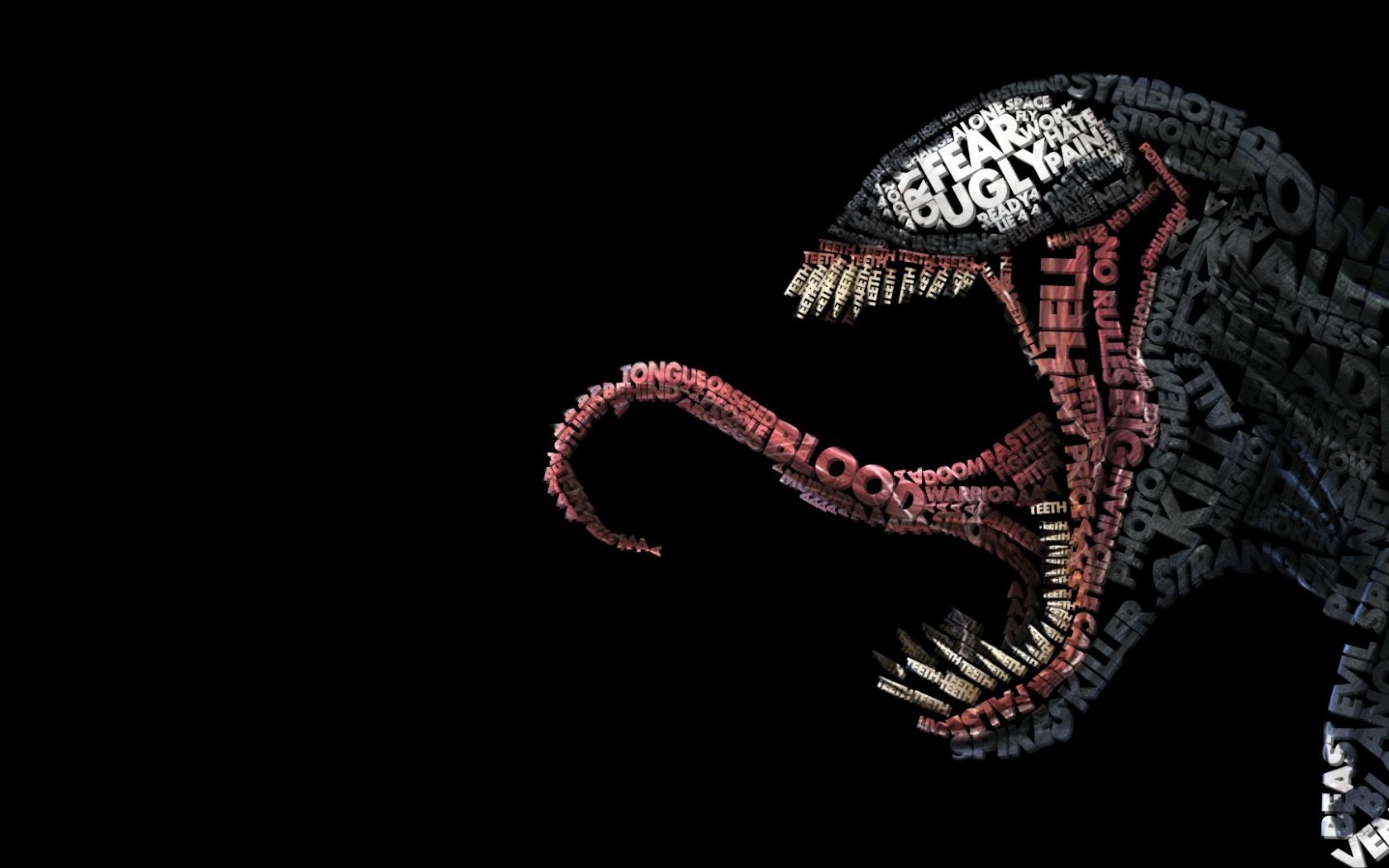 Venom tipografia testo nero, 1680x1050 HD, PC