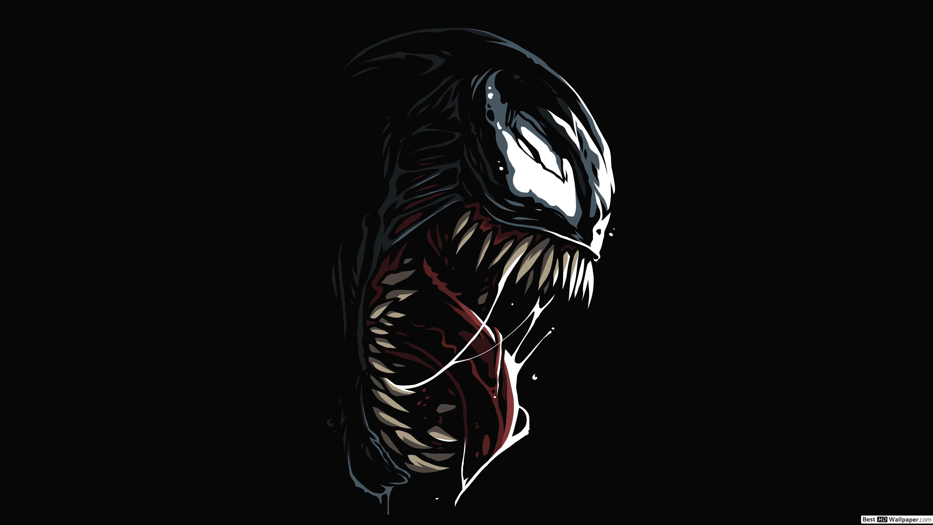Venom minimalista sfondo nero, 3840x2160 Ultra HD, 4K TV