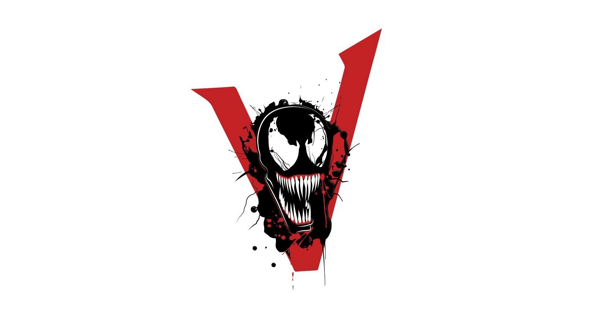 Venom logo minimalista rosso, 1920x1080 Full HD 1080p, PC