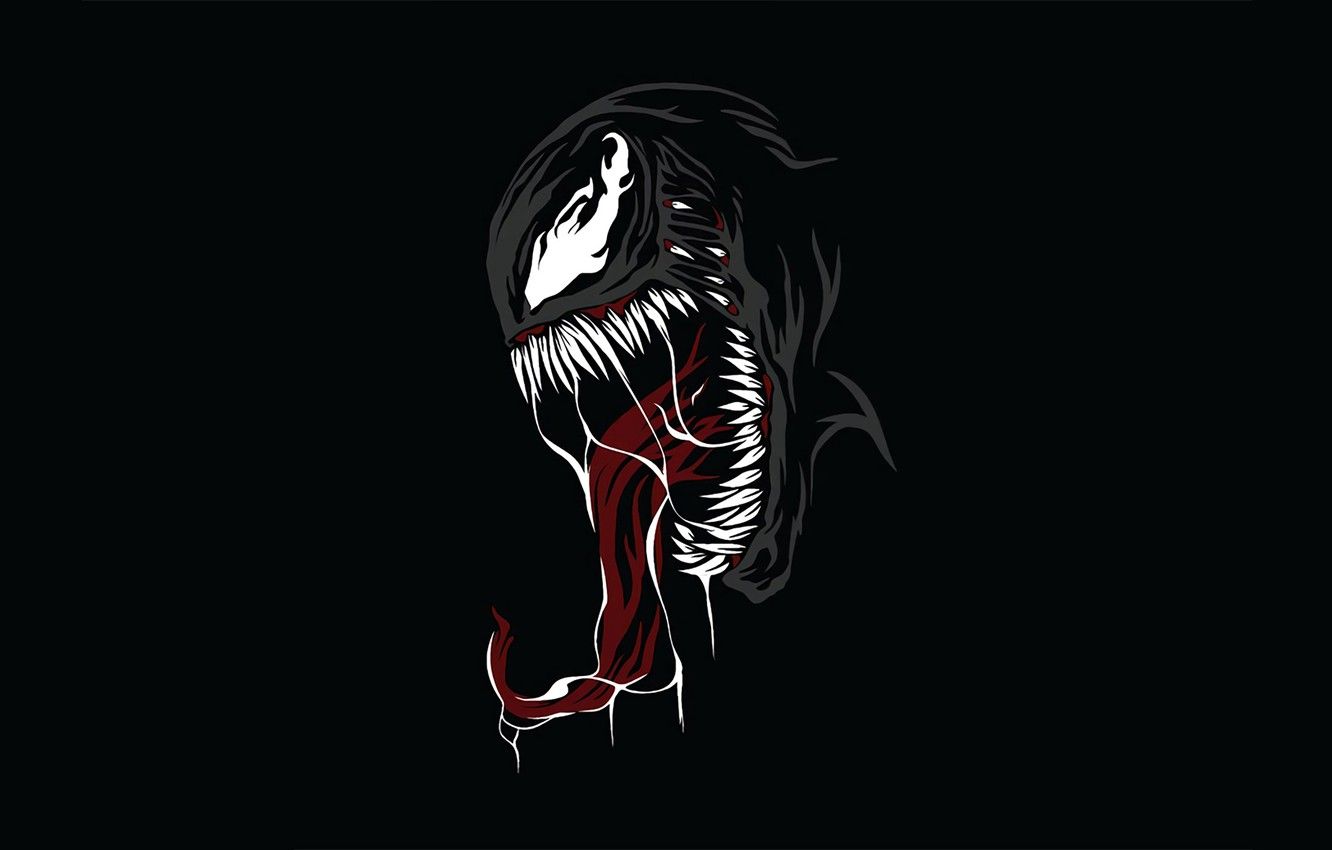 Venom minimalista sfondo nero, 1332x850 720p, PC