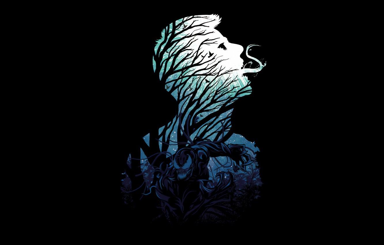 Venom silhouette scura minimalista, 2560x2560 WQXGA, Desktop