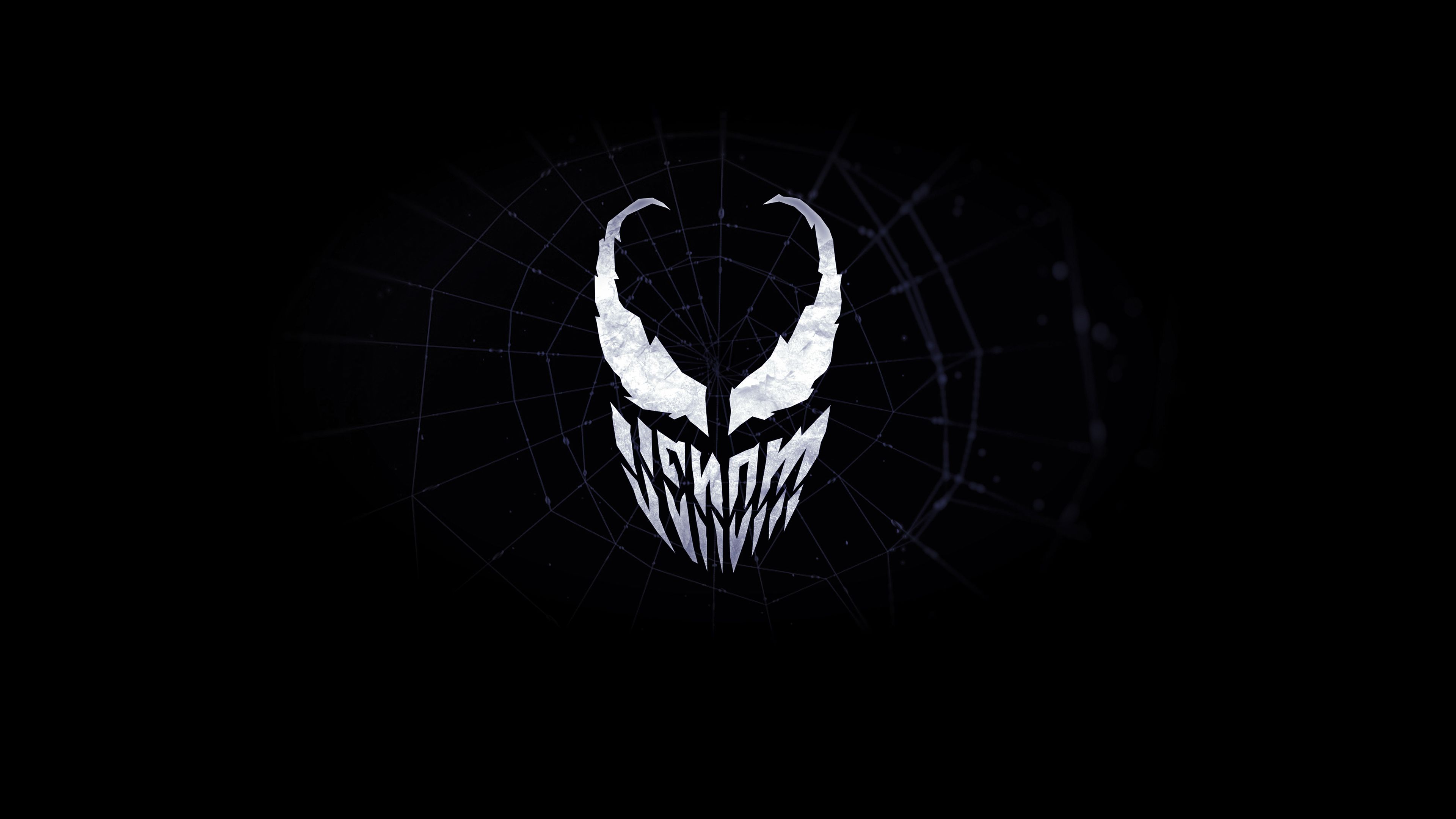 Venom logo minimalista nero, Marvel, 3840x2160 4K Ultra HD, Monitor 4K