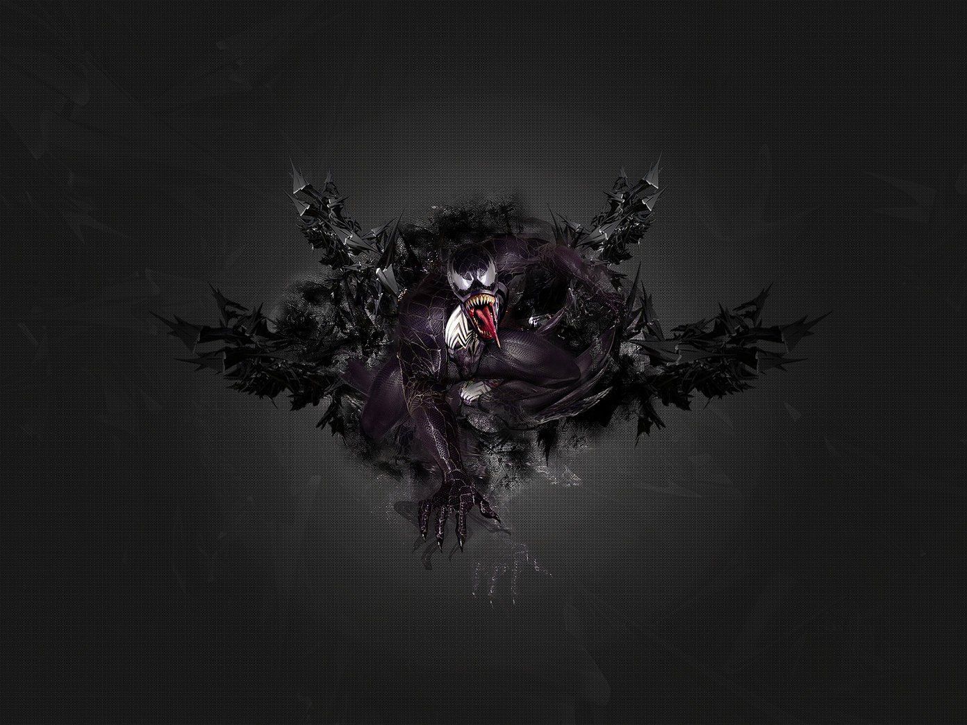 Logo Venom simbionte nero, 1392x1044 HD, Desktop