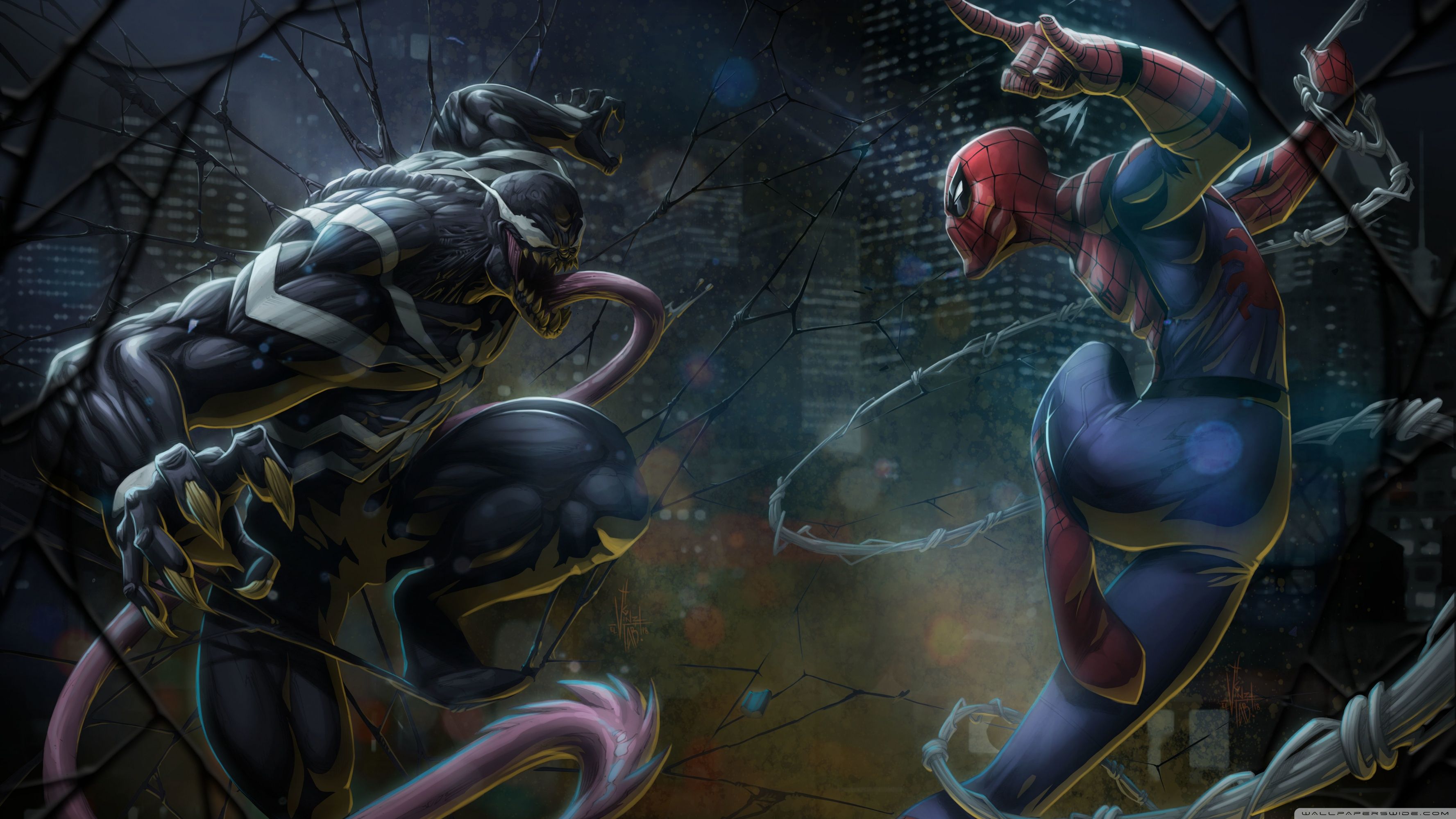 Venom contro Spider-Man artwork, 3554x1999 2K+, PC Desktop