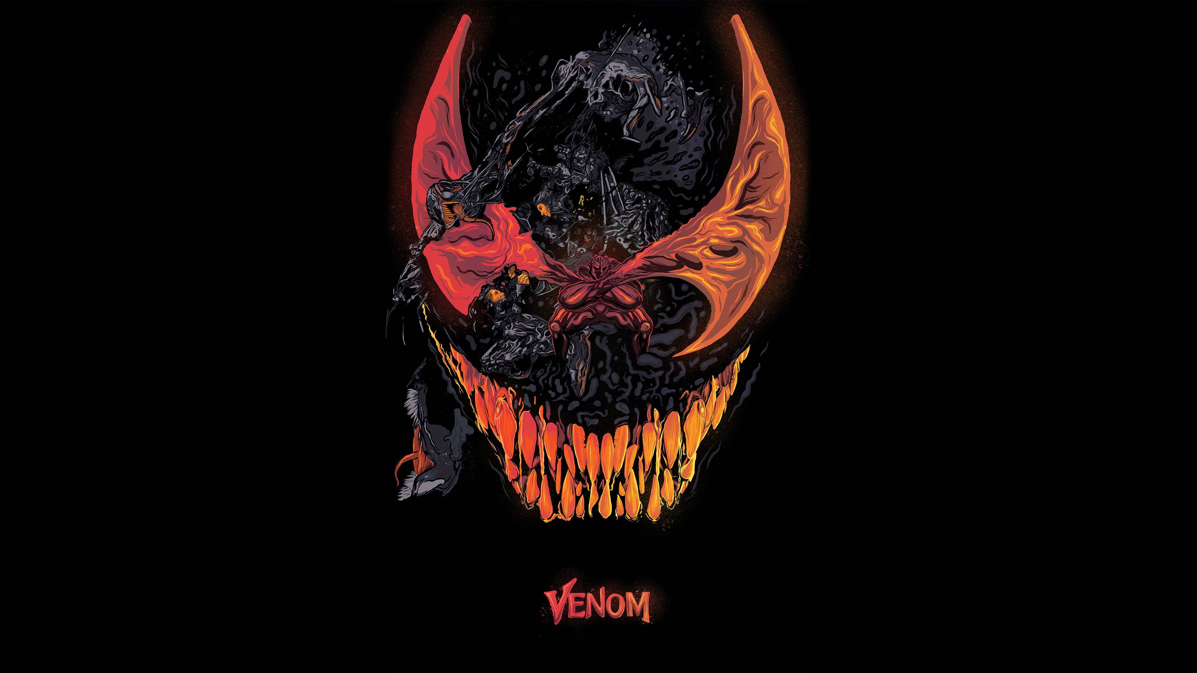 Logo Venom teschio rosso, 3840x2160 4K, Monitor 4K