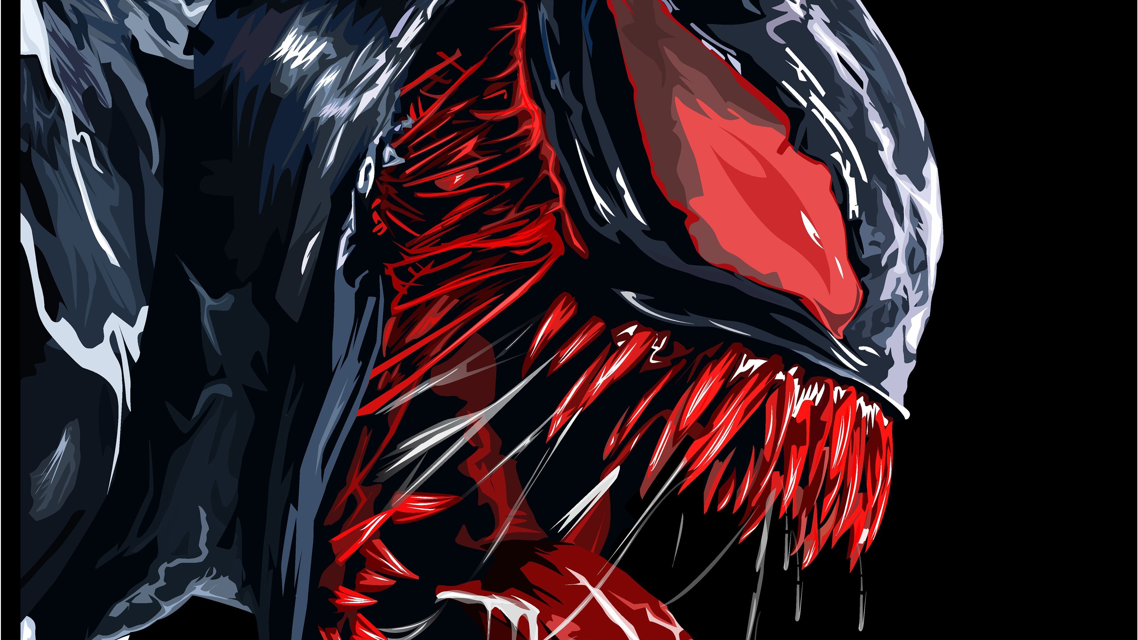 Venom volto artistico nero rosso, Marvel, 3840x2160 Ultra HD, 4K TV