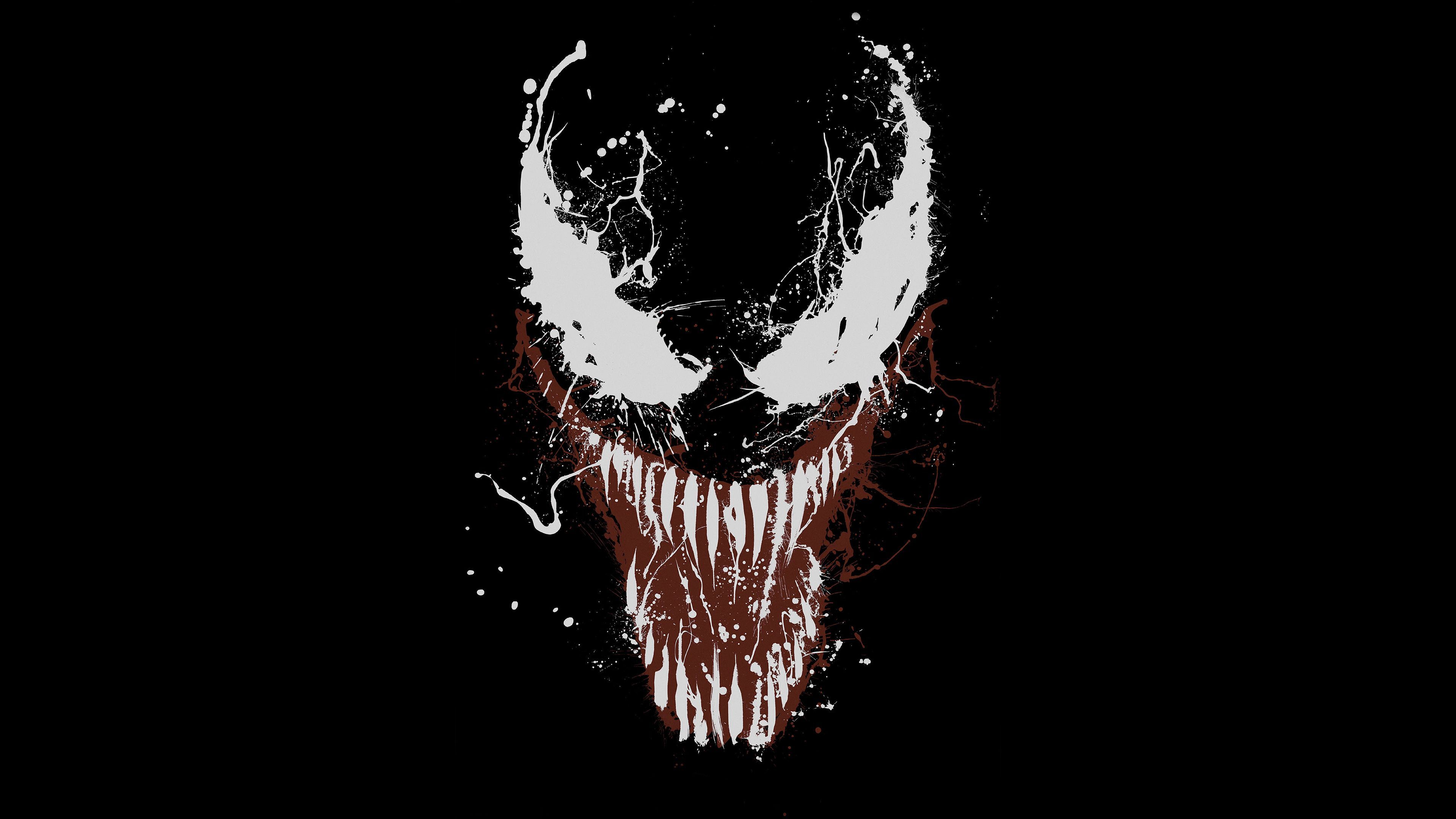Venom volto simbionte nero, Marvel, 3840x2160 4K Ultra HD, Monitor 4K