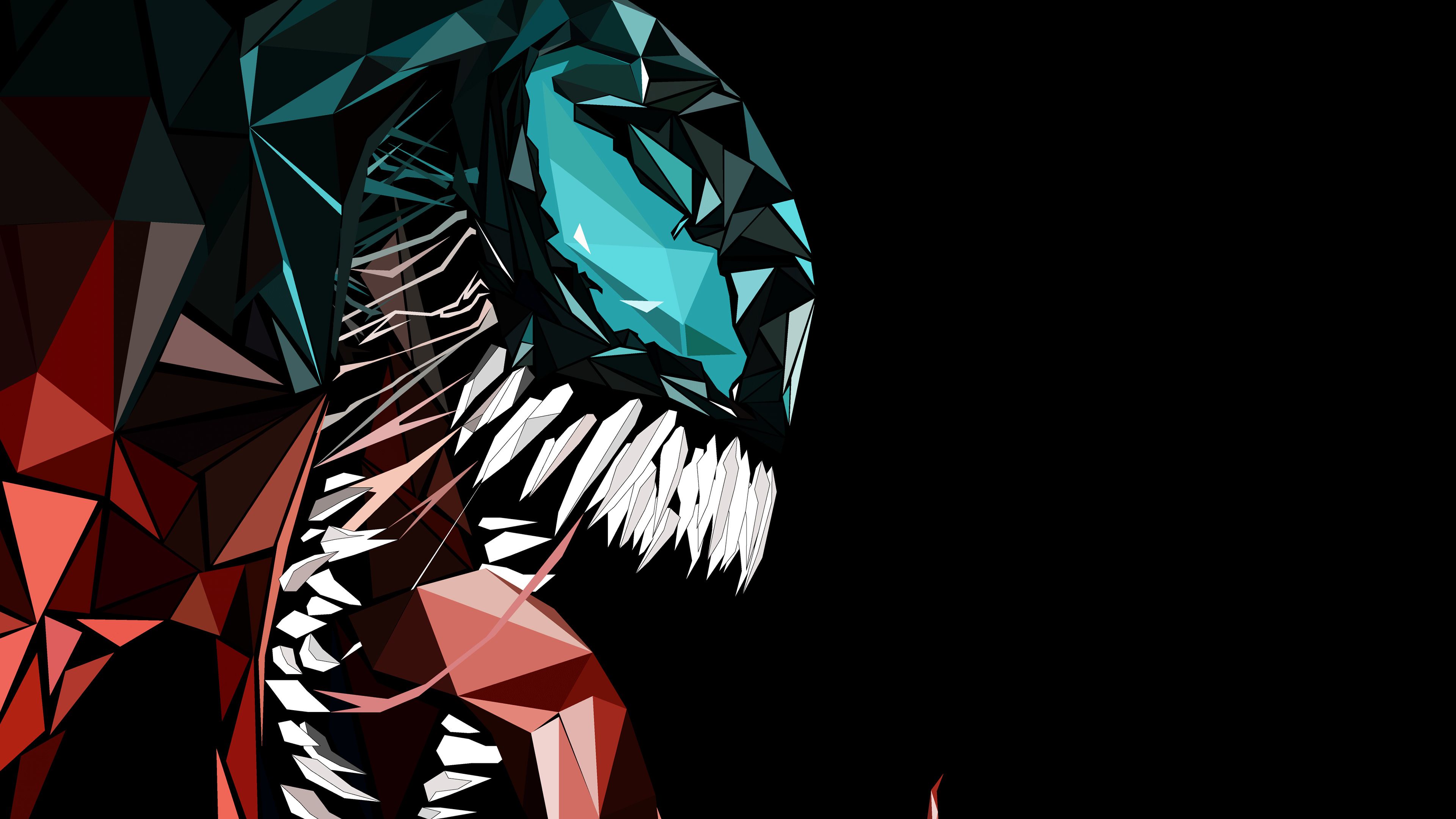 Venom low poly astratto, 3840x2160 UHD, PC 4K
