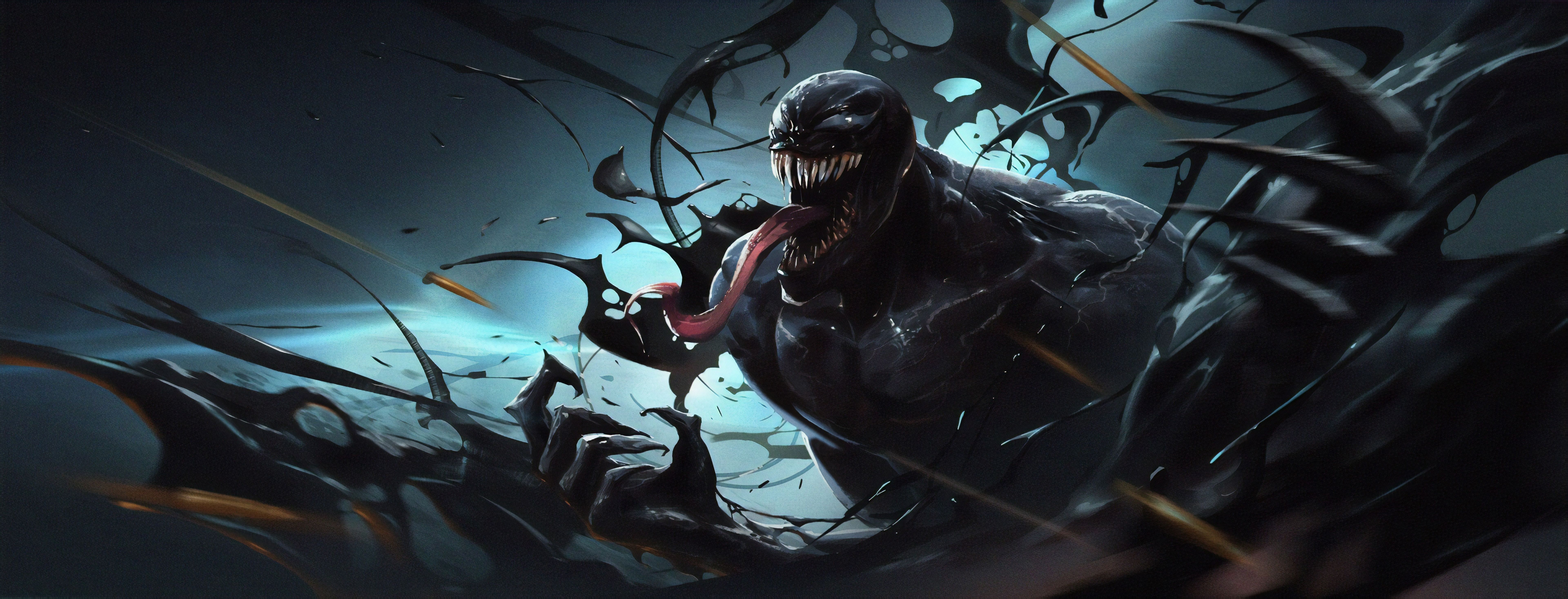 Venom Marvel artwork, 7680x2936 21:9, Ultrawide