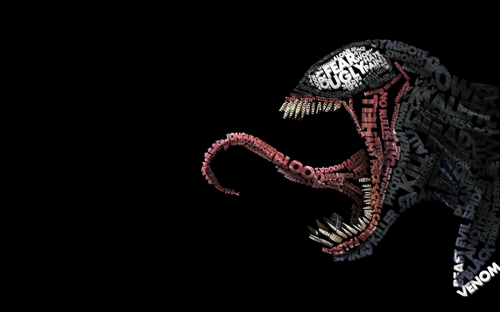 Venom testa tipografia nero, 1920x1200 Full HD+, Desktop