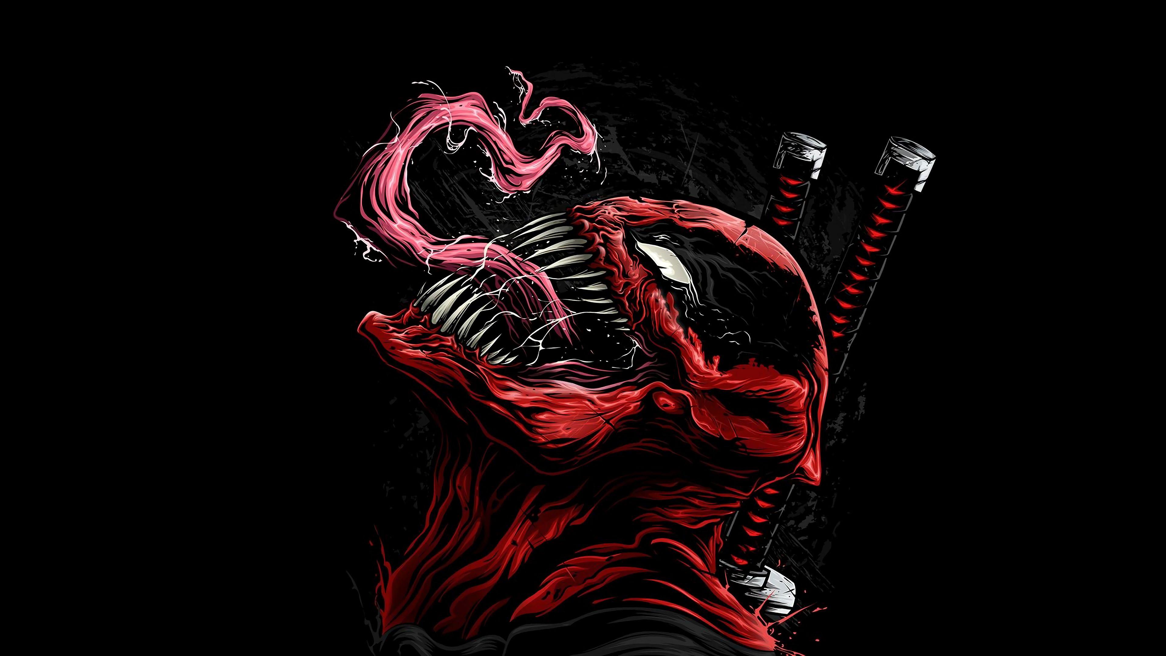Venom Marvel sfondo nero, supereroi, 3840x2160 4K Ultra HD, Monitor 4K