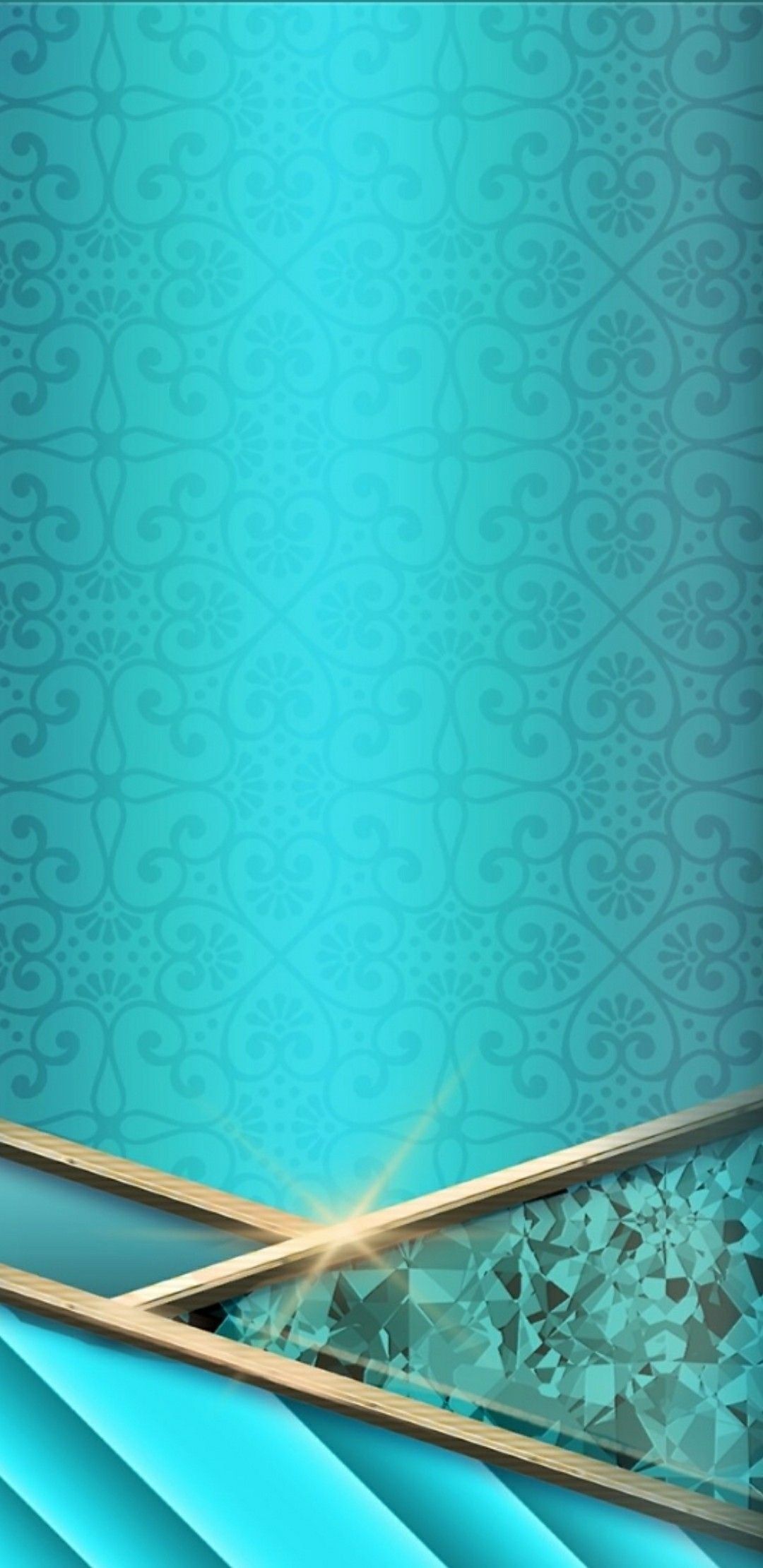 Sfondo verde acqua ornamentale, 1080x2220 Verticale, Mobile