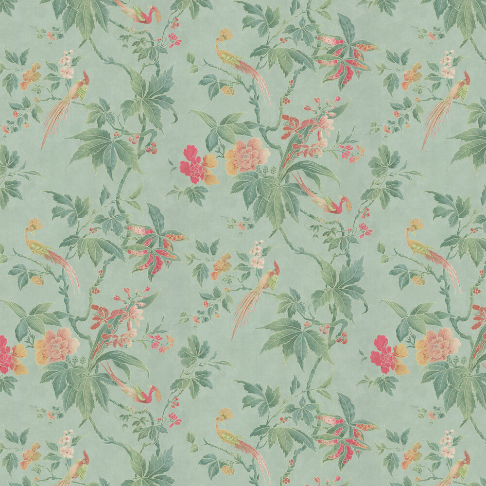 Uccelli e fiori verde salvia, 1000x1000 HD, iMac
