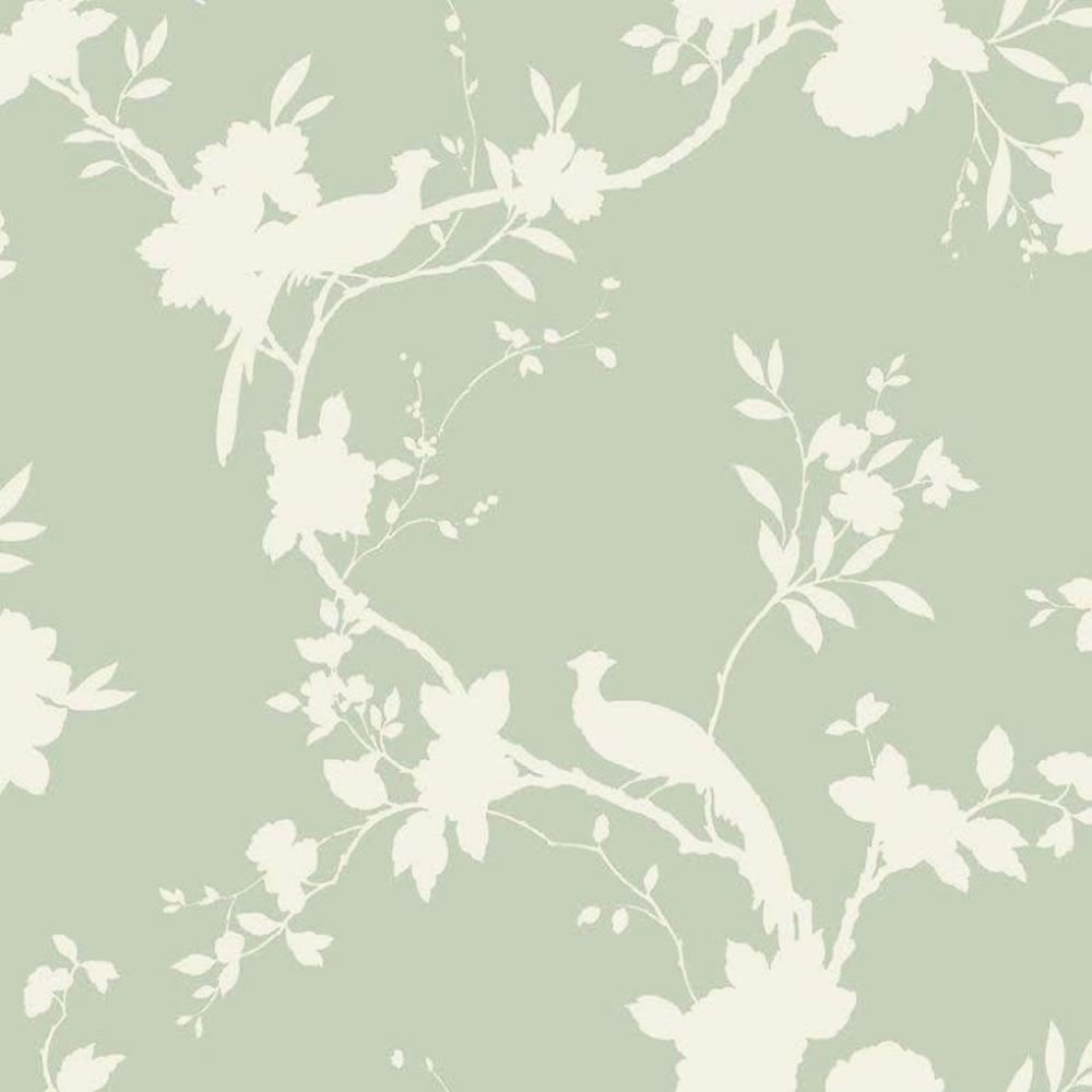 Uccelli e fiori silhouette verde salvia, 1000x1000 HD, PC