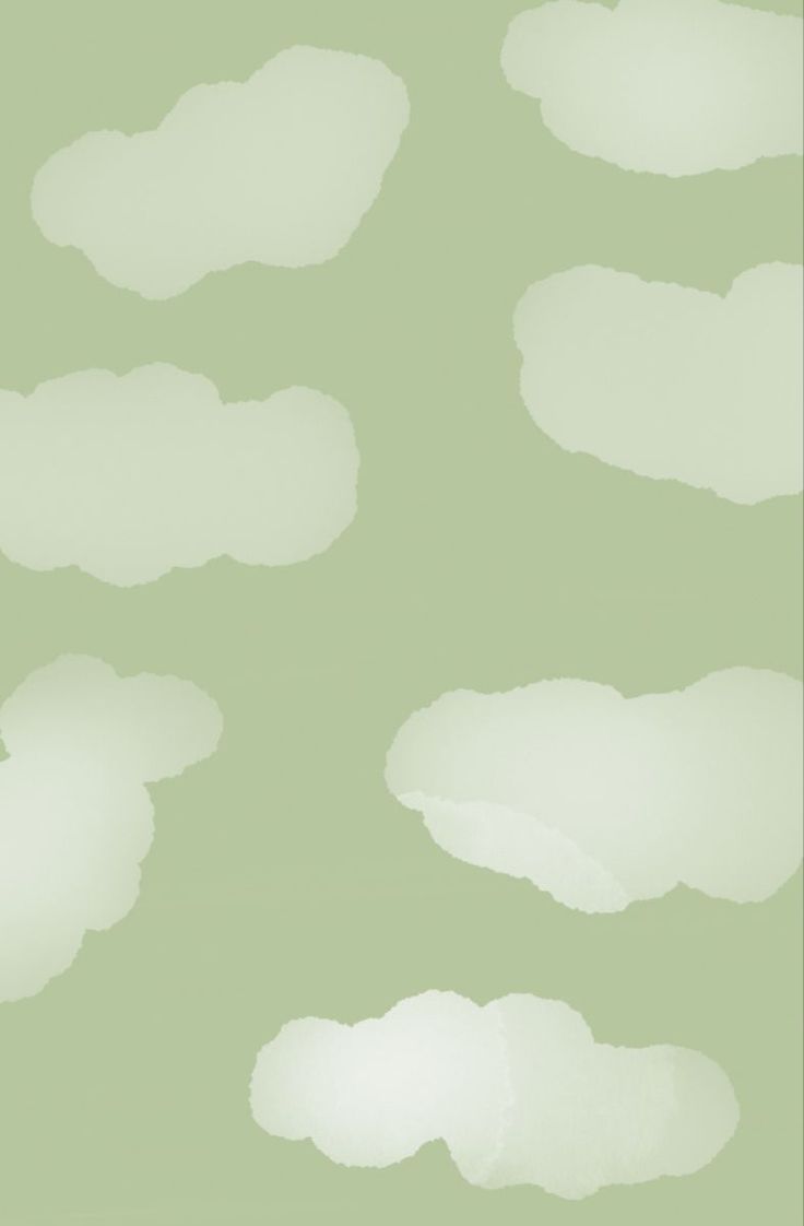 Nuvole verde salvia illustrate, 736x1122 Verticale, Telefono