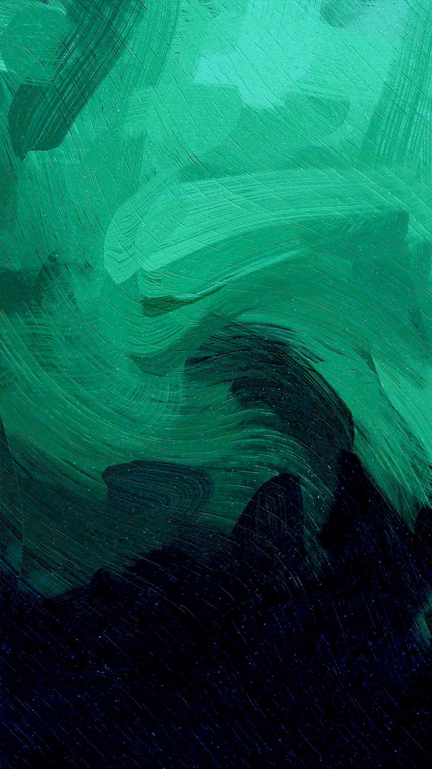 Pennellate astratte verde scuro, 1440x2560 Verticale, Mobile