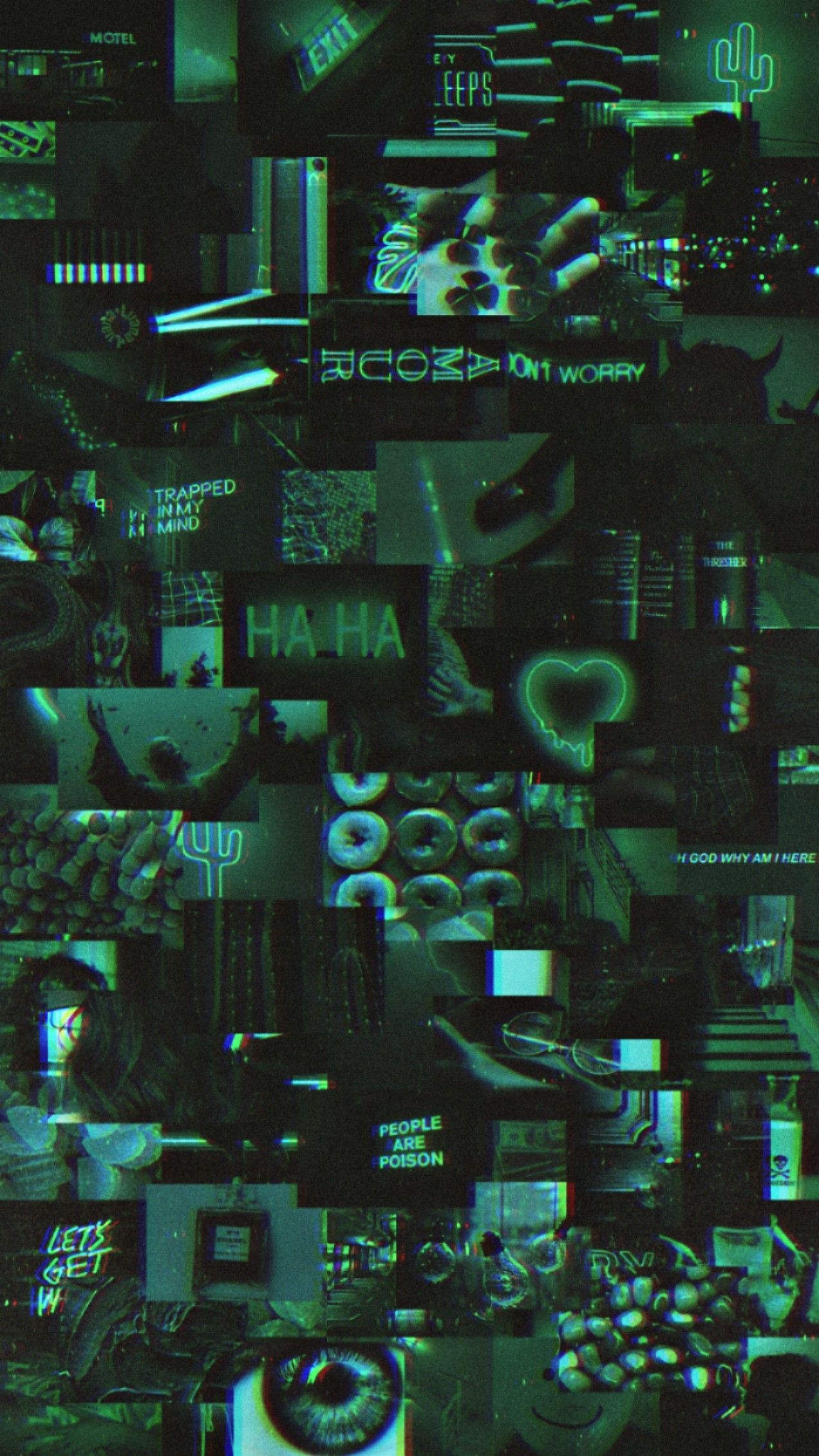 Collage estetico verde scuro, 1272x2261 Verticale, Mobile