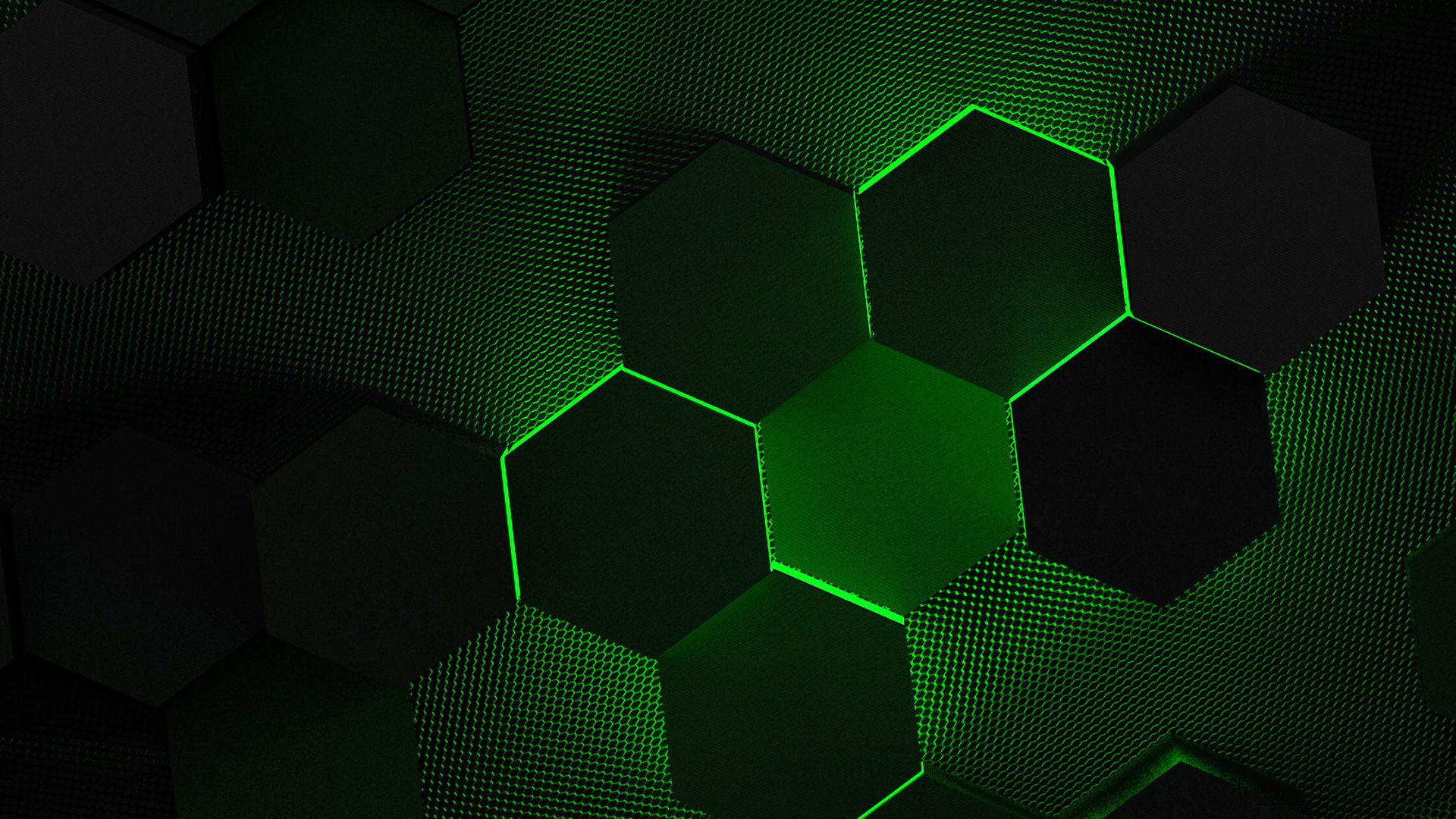 Esagoni verde scuro luminosi, 1920x1080 Full HD, Desktop