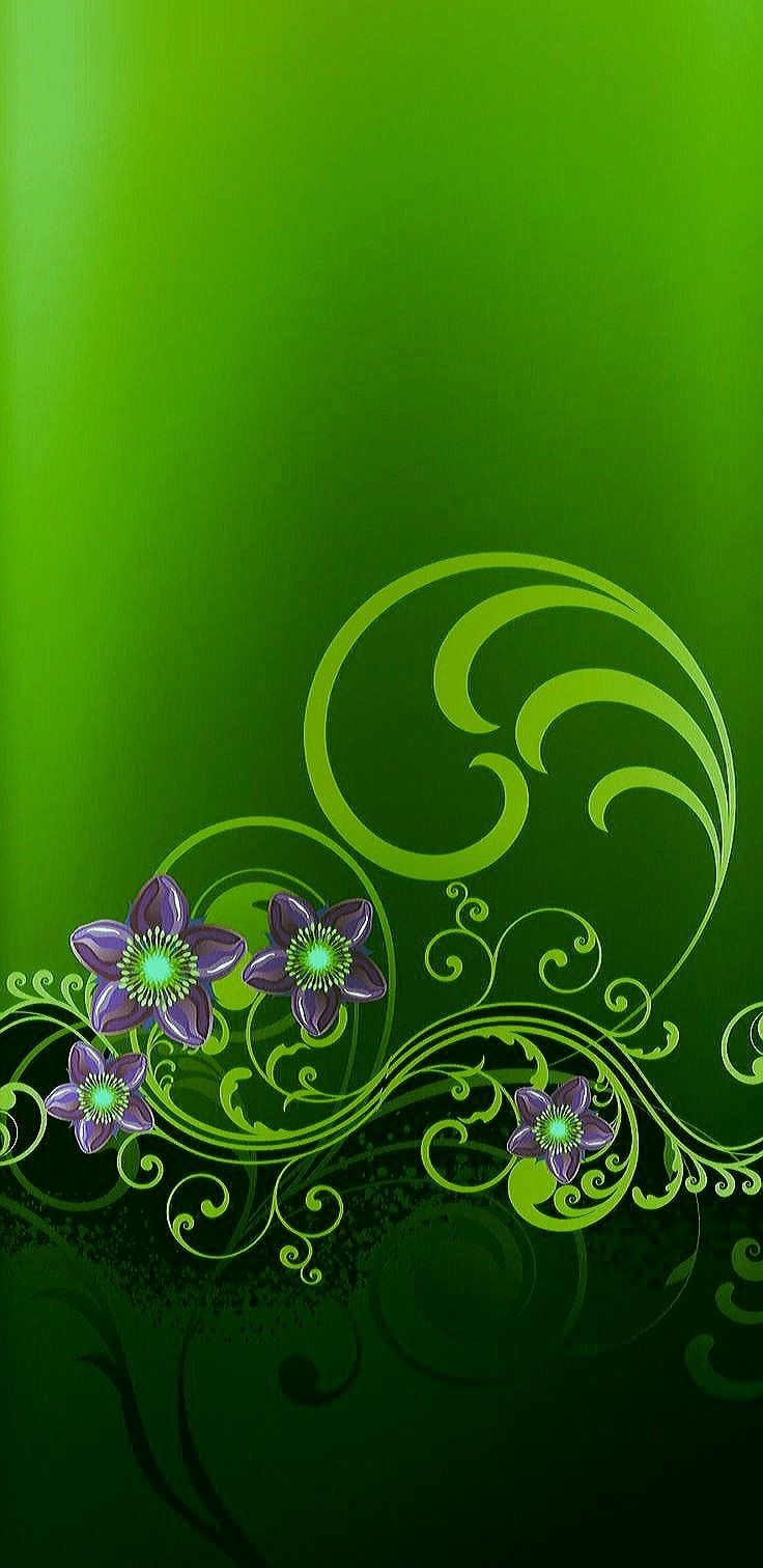 Ricci decorativi e fiori viola, 736x1512 Full HD Verticale, Smartphone