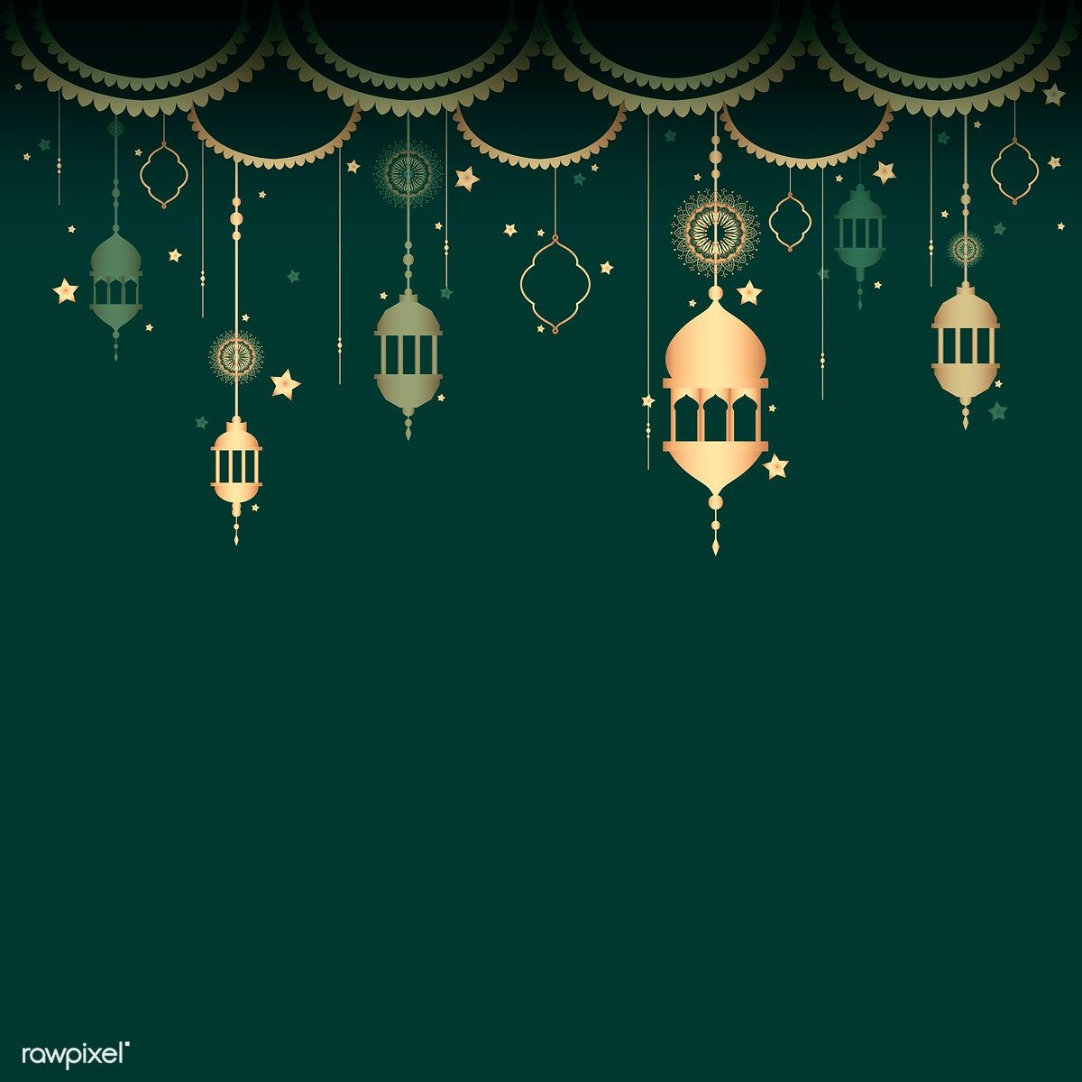 Lanterne dorate motivo verde, 1200x1200 HD, PC