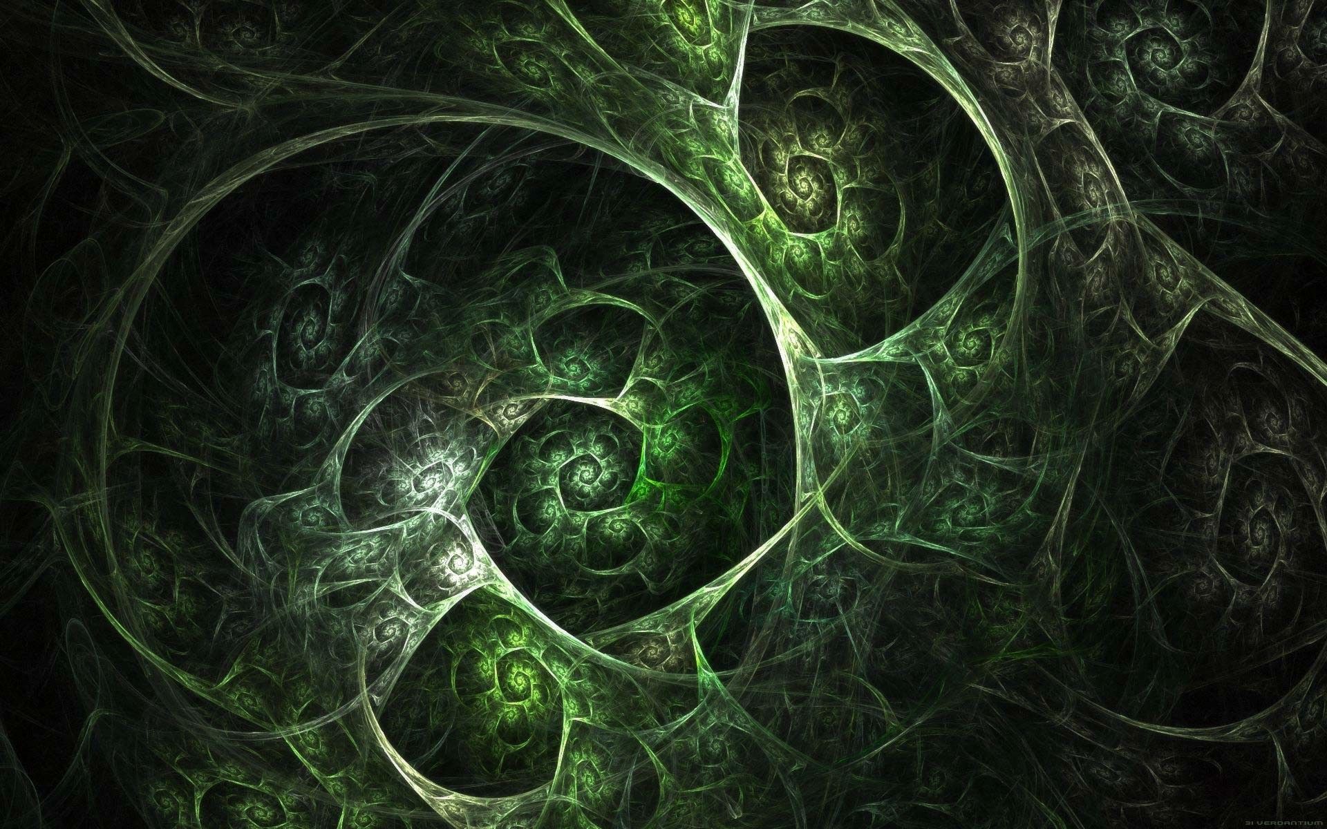 Spirali frattali verdi astratte, 1920x1200 WUXGA, Laptop