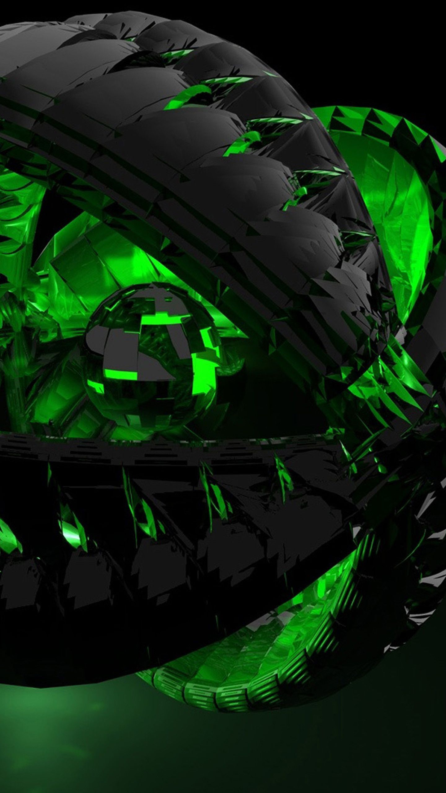 Sfera astratta verde e nero, 1440x2560 Verticale, Samsung Galaxy