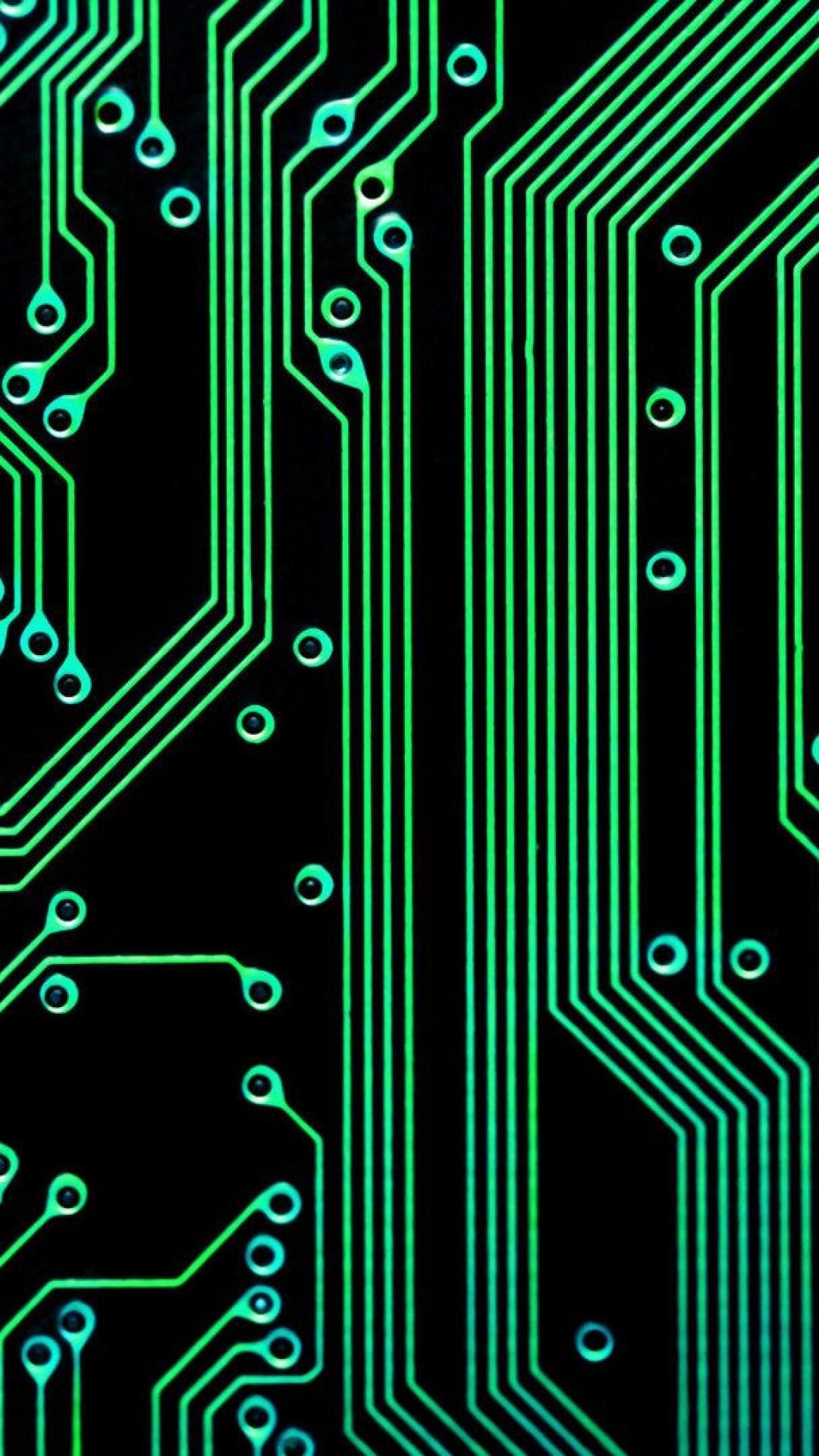 Circuito elettronico verde neon, 1080x1920 Verticale, Mobile