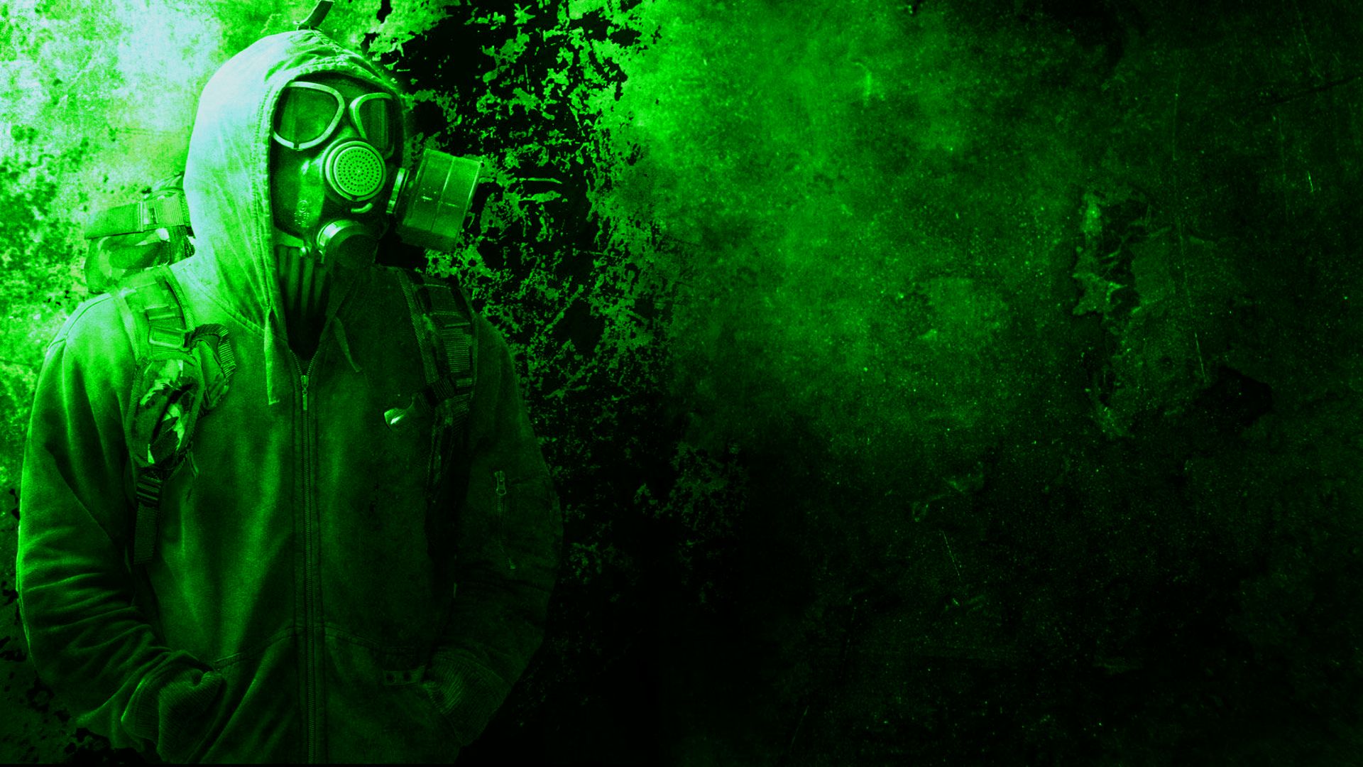 Uomo con maschera antigas verde, 1920x1080 Full HD, Desktop