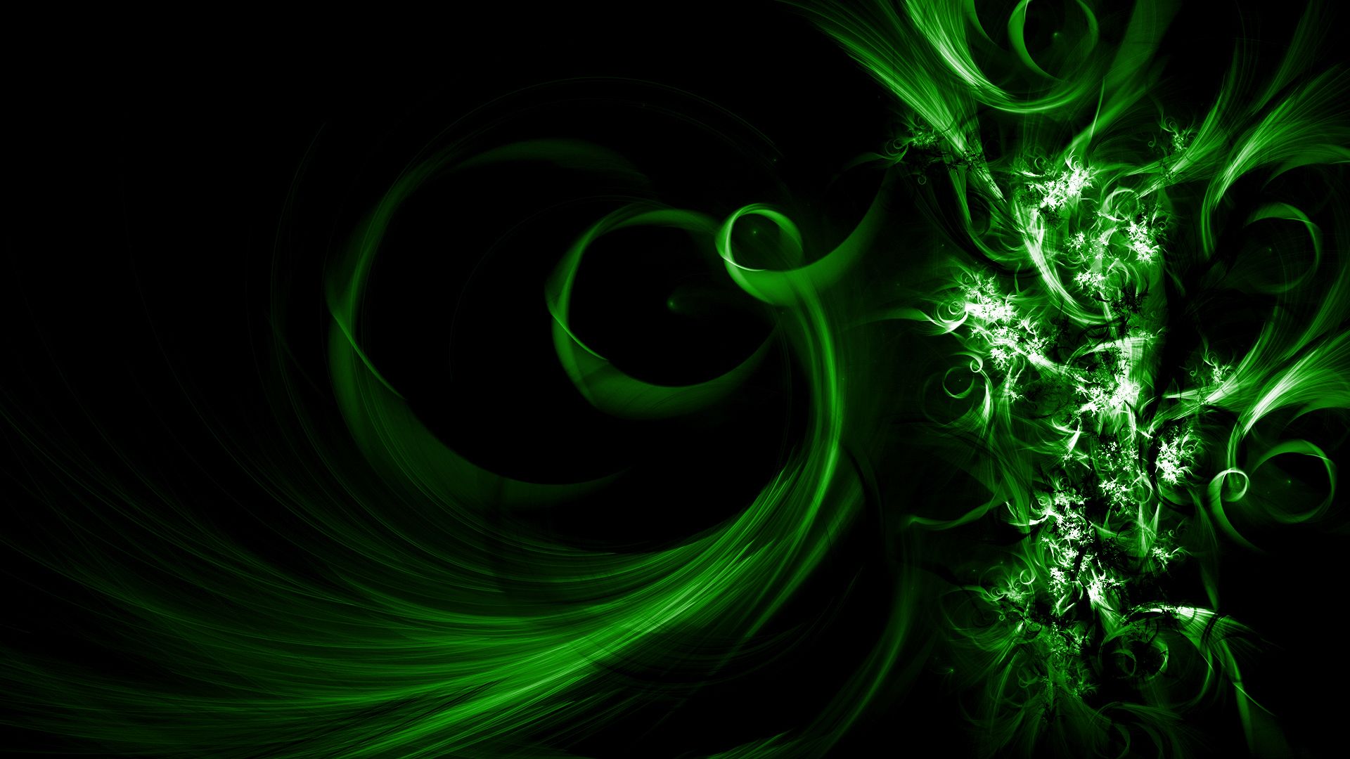 Vortici astratti verdi luminosi, 1920x1080 Full HD 1080p, PC