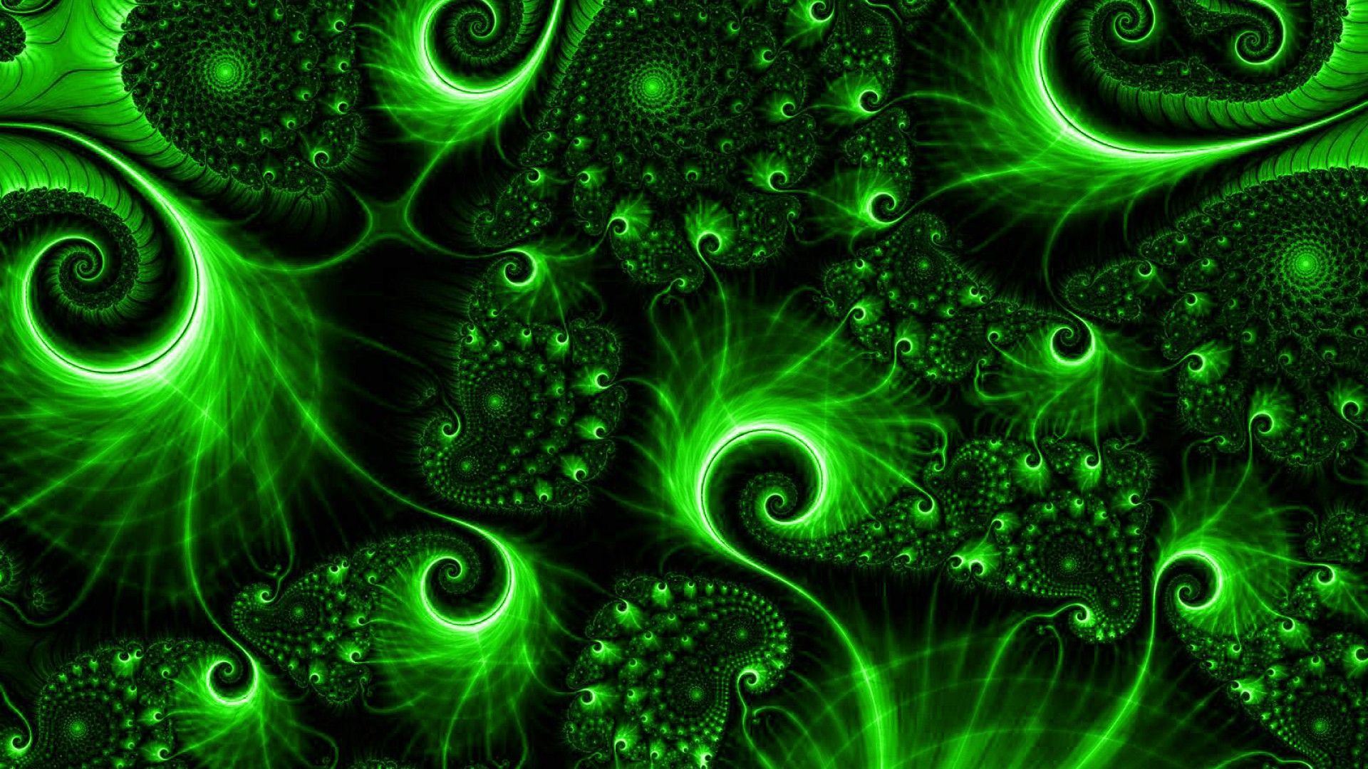 Spirali frattali verdi luminose, 1920x1080 1080p, PC