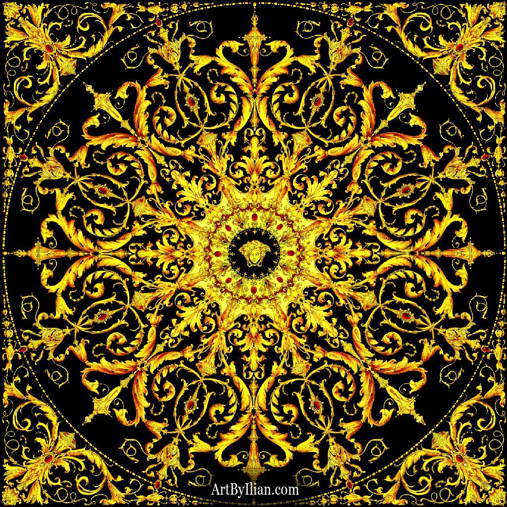 Motivo barocco oro nero, 1024x1024 HD, Desktop