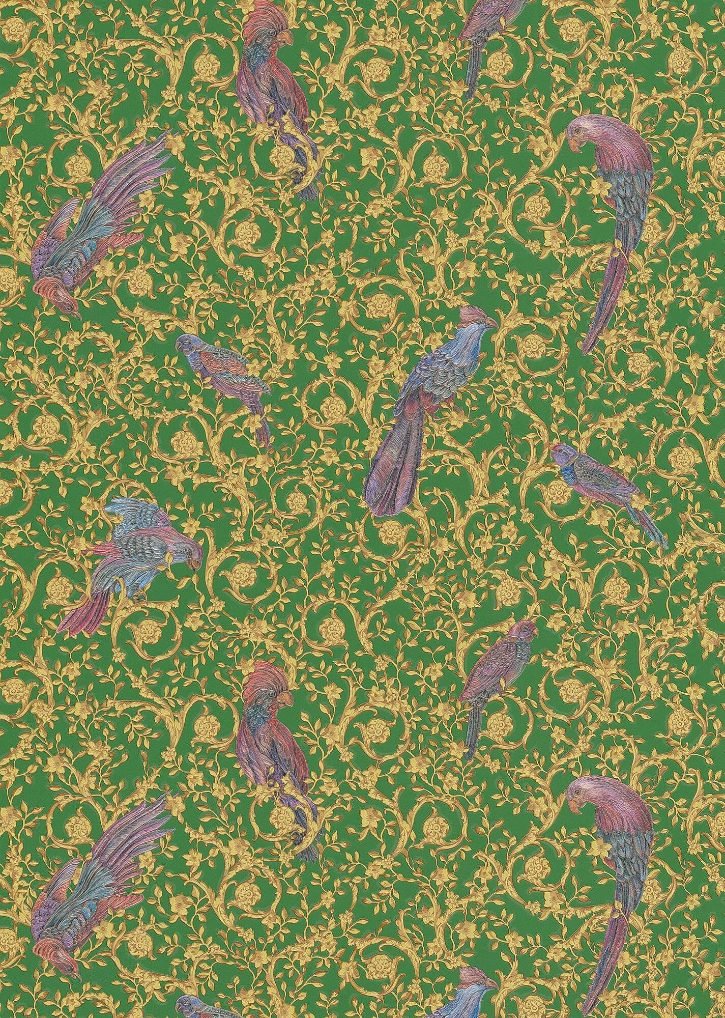Pattern barocco pavoni verde oro, 1425x2000 Full HD Verticale, Smartphone