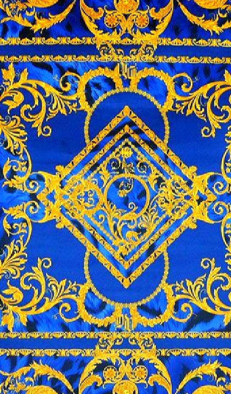 Motivo barocco Versace blu oro, 753x1280 Verticale, Telefono
