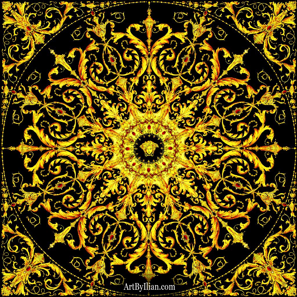 Motivo barocco Versace oro nero, 1024x1024 HD, Desktop